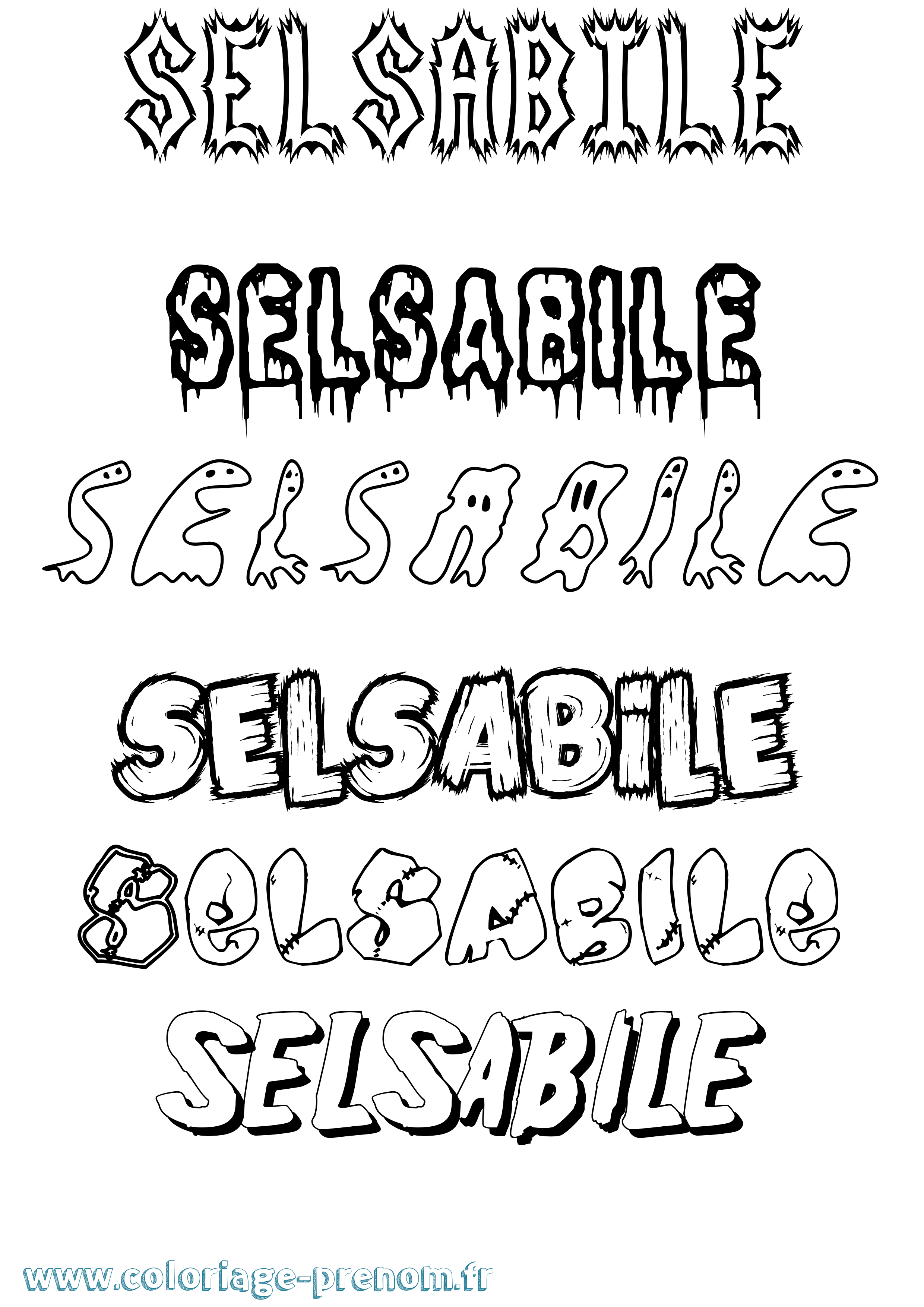 Coloriage Selsabile Frisson Coloriage prénom Selsabile Frisson