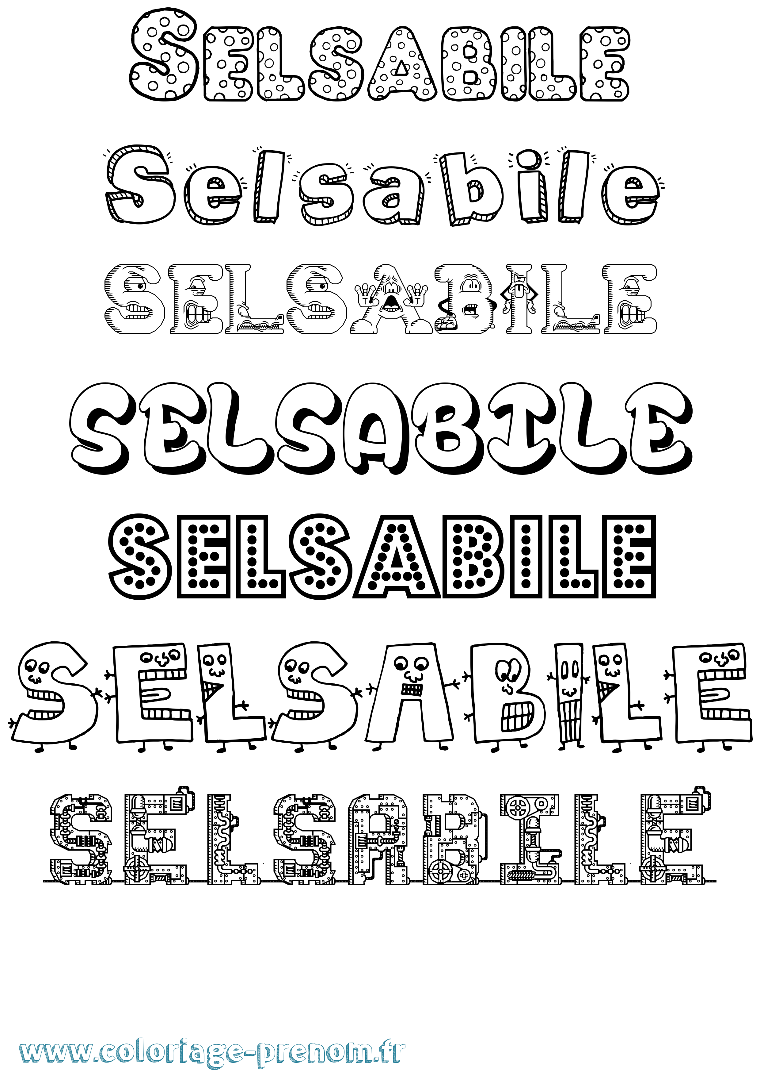 Coloriage Selsabile Fun Coloriage prénom Selsabile Fun