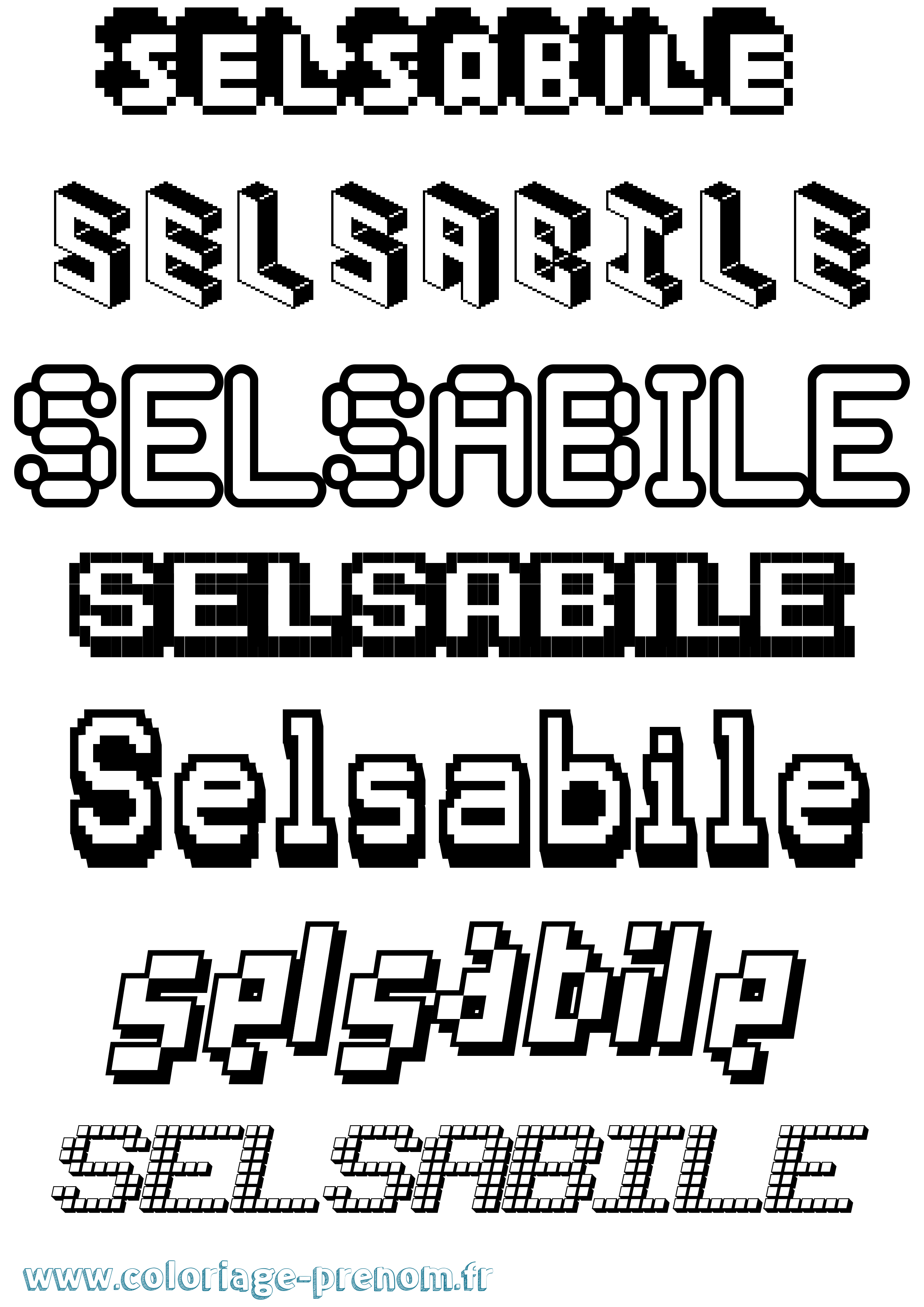 Coloriage Selsabile Pixel Coloriage prénom Selsabile Pixel