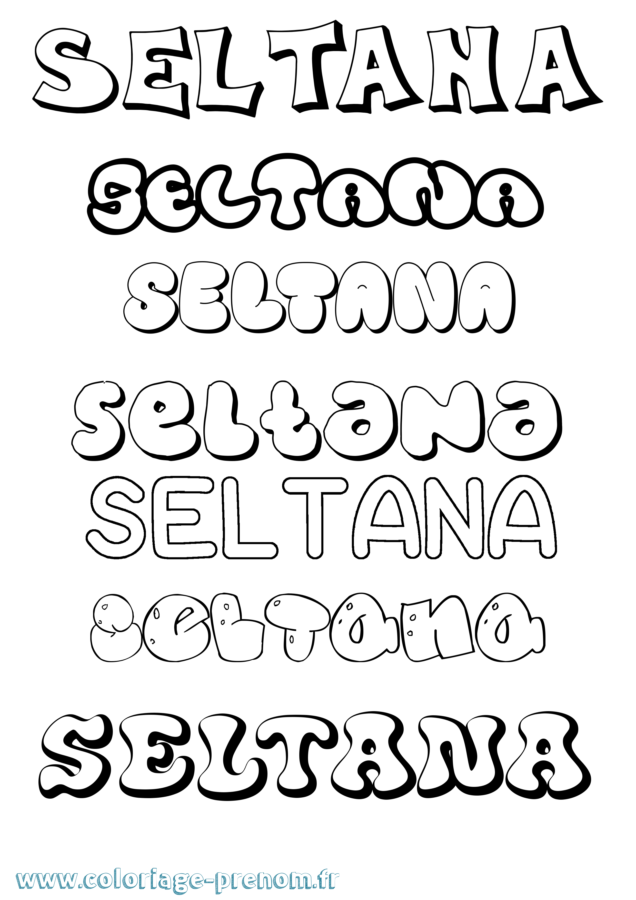 Coloriage Seltana Bubble Coloriage prénom Seltana Bubble