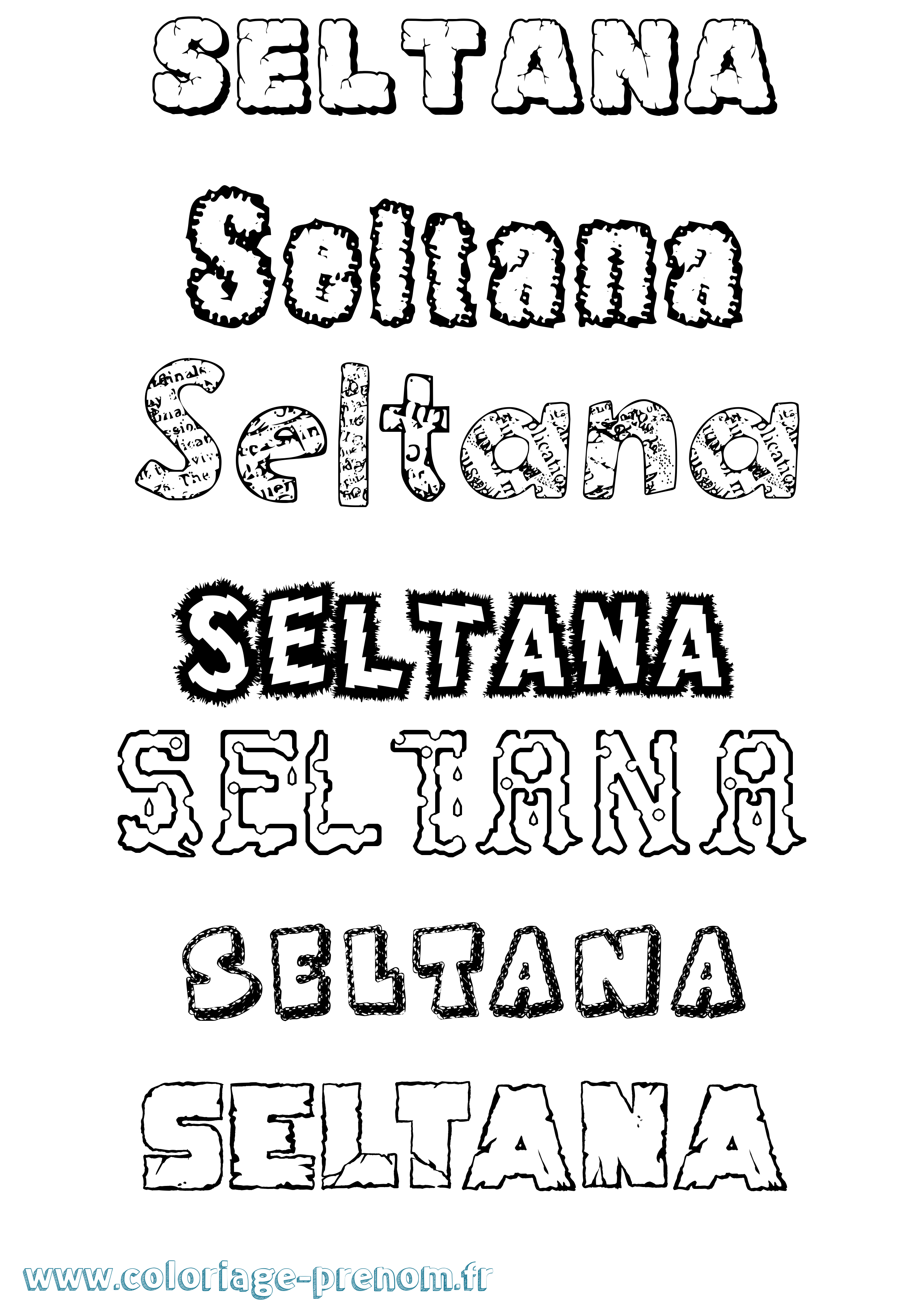 Coloriage Seltana Destructuré Coloriage prénom Seltana Destructuré