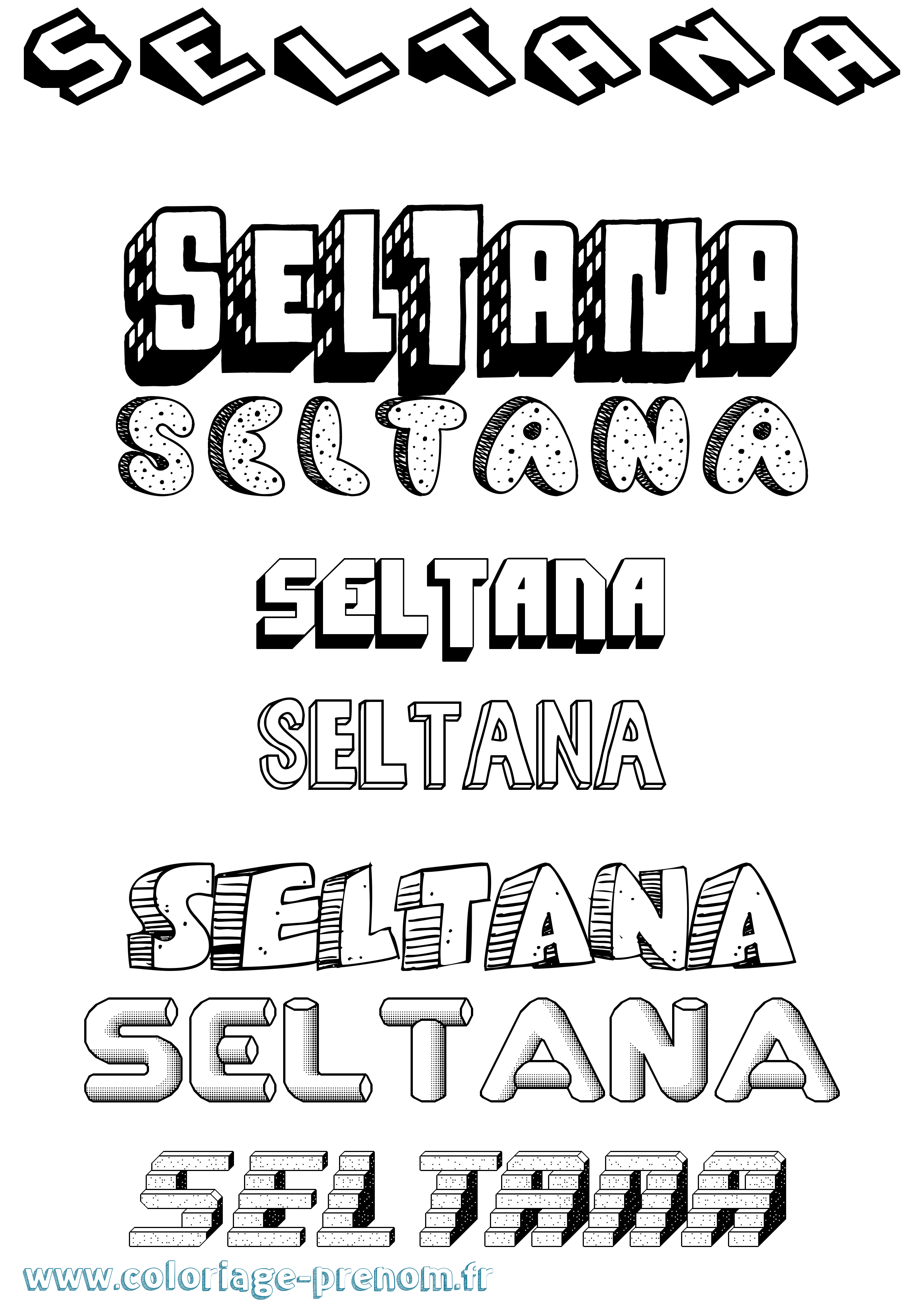 Coloriage Seltana Effet 3D Coloriage prénom Seltana Effet 3D