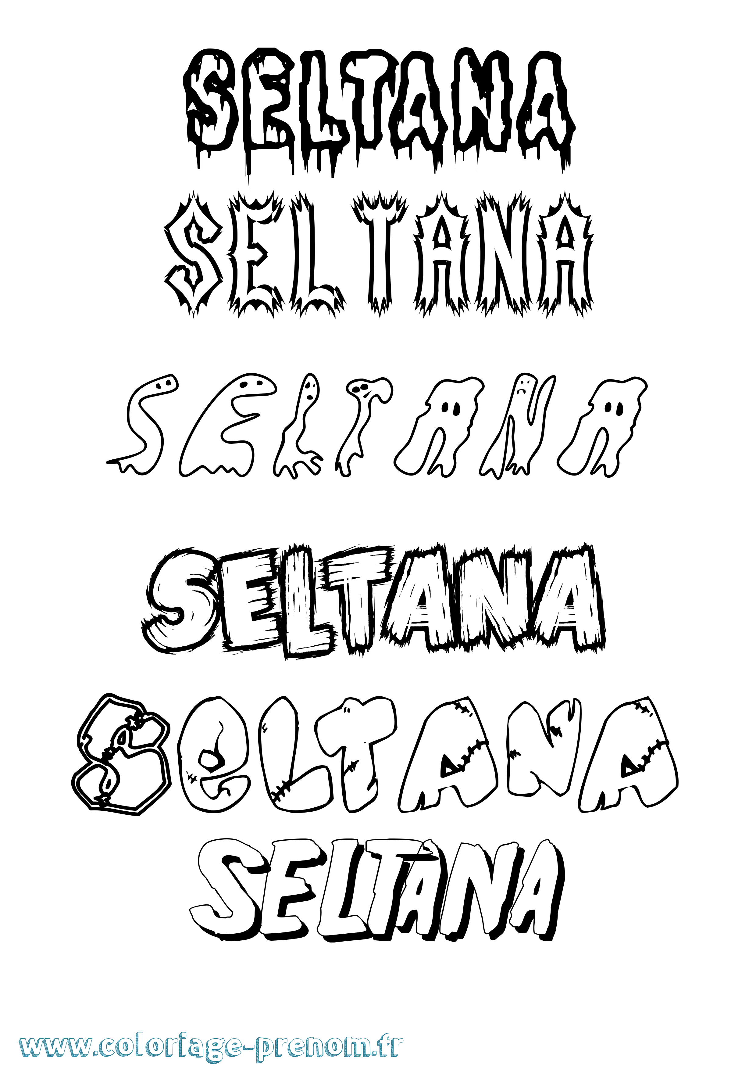 Coloriage Seltana Frisson Coloriage prénom Seltana Frisson