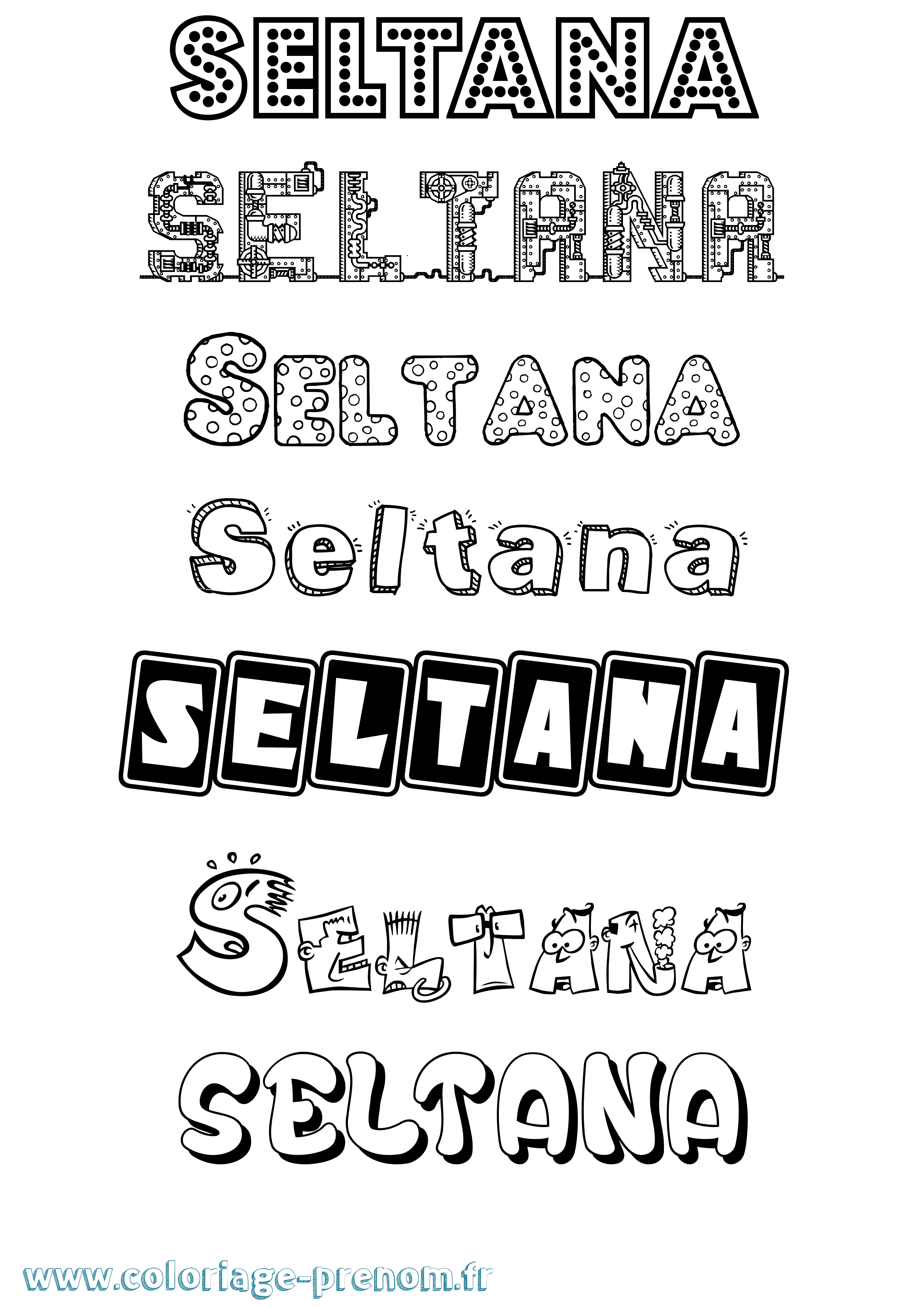 Coloriage Seltana Fun Coloriage prénom Seltana Fun