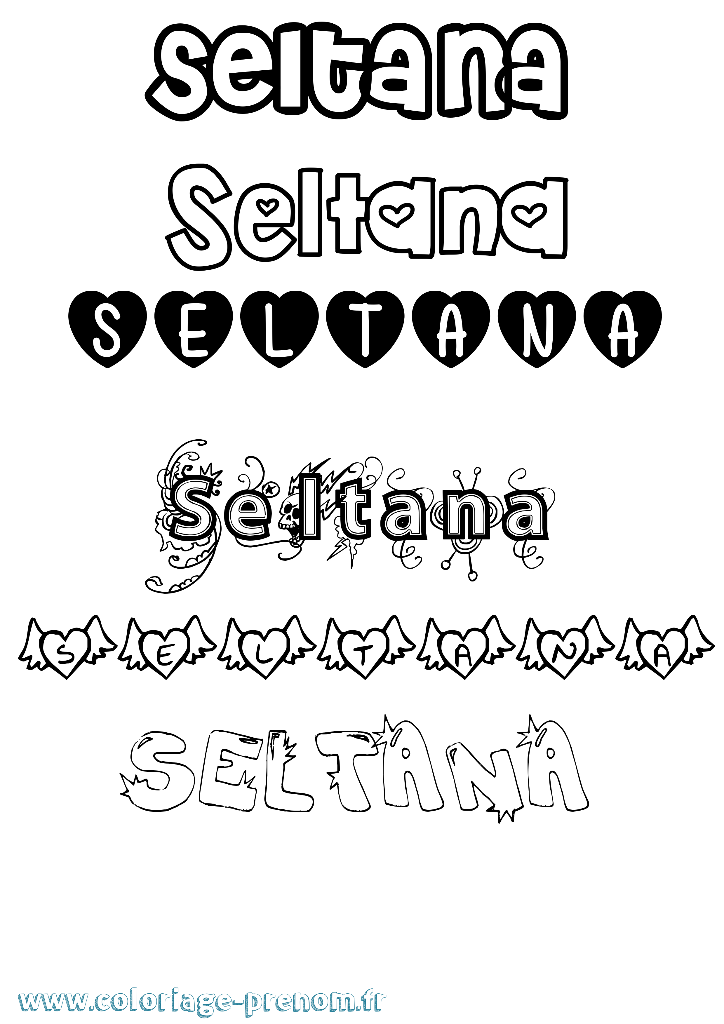 Coloriage Seltana Girly Coloriage prénom Seltana Girly