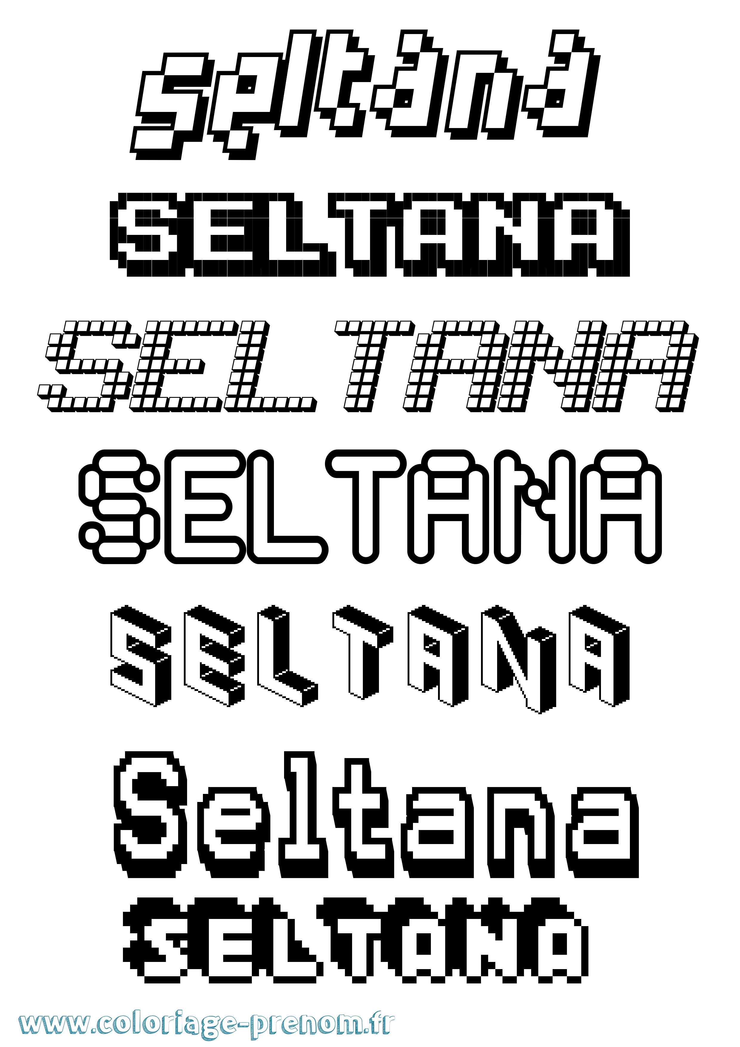 Coloriage Seltana Pixel Coloriage prénom Seltana Pixel