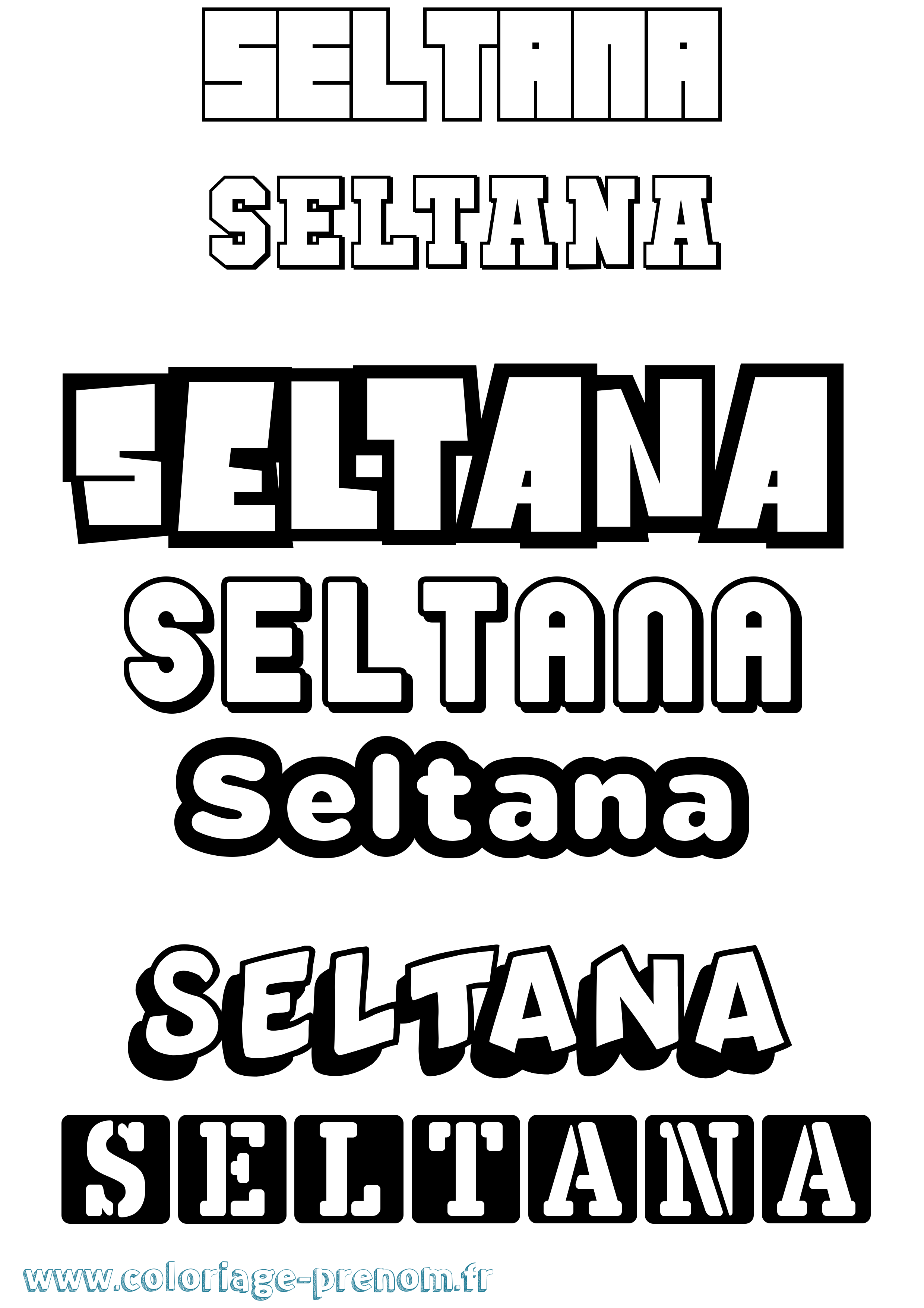 Coloriage Seltana Simple Coloriage prénom Seltana Simple