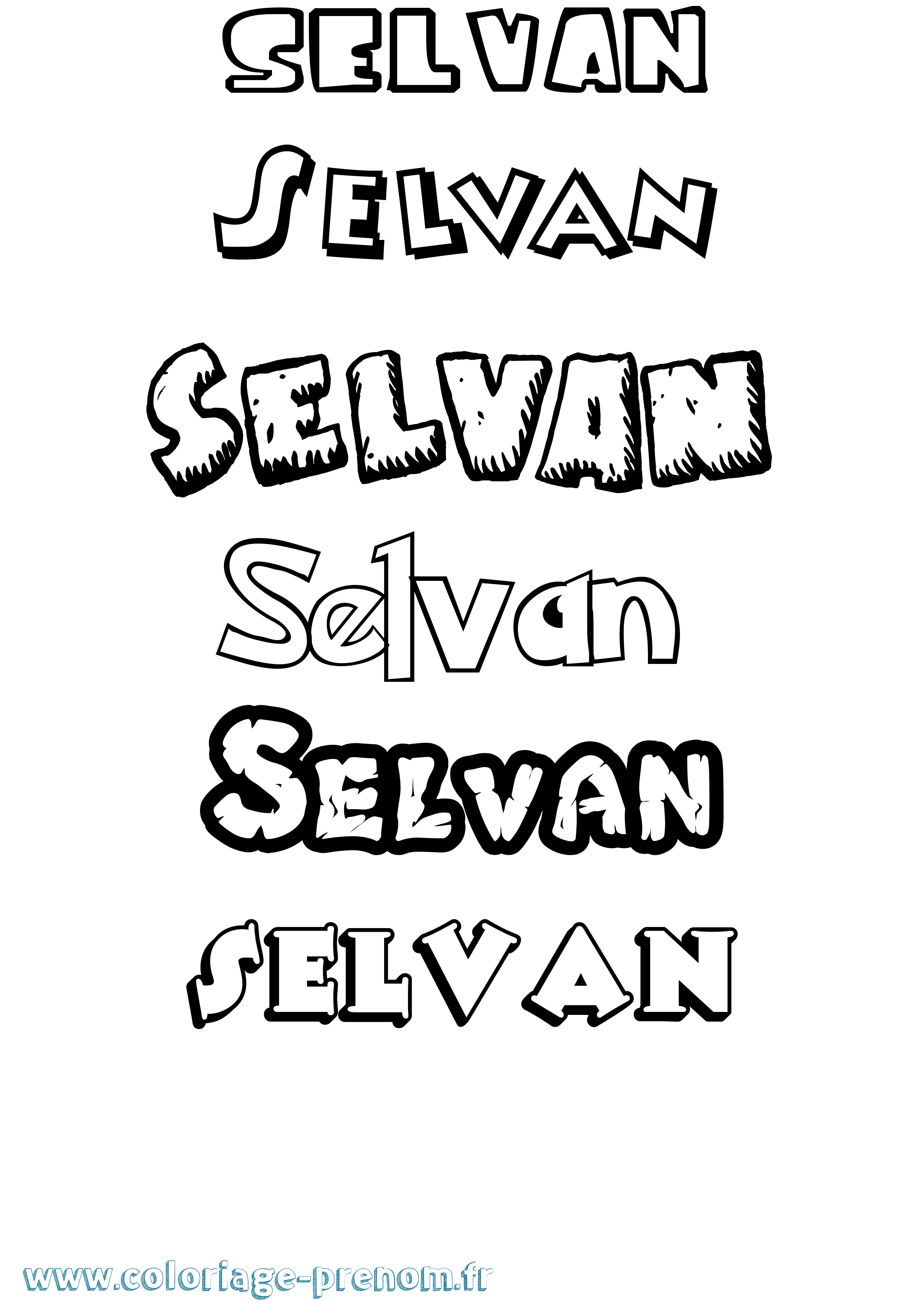 Coloriage Selvan Dessin Animé Coloriage prénom Selvan Dessin Animé
