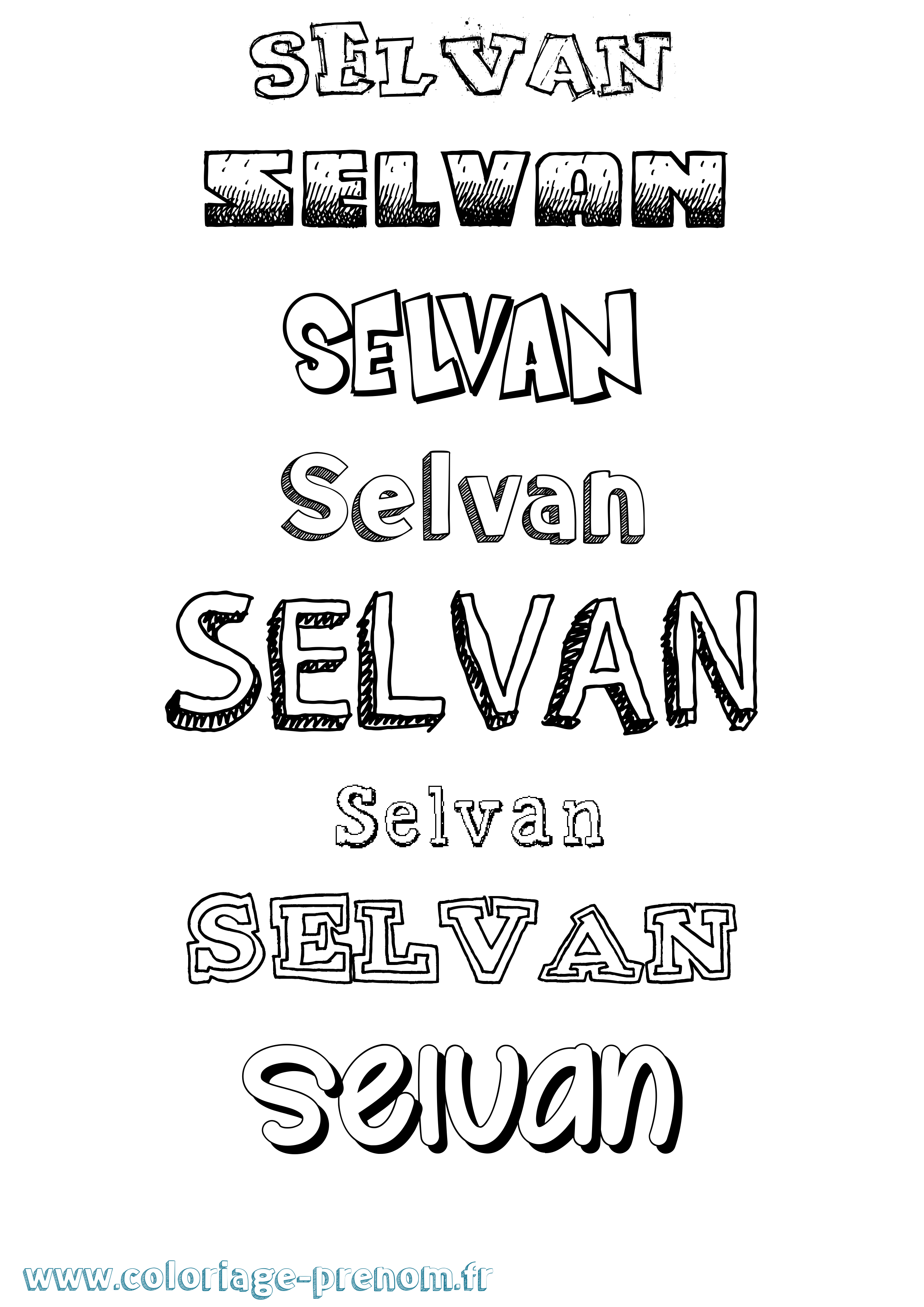 Coloriage Selvan Dessiné Coloriage prénom Selvan Dessiné