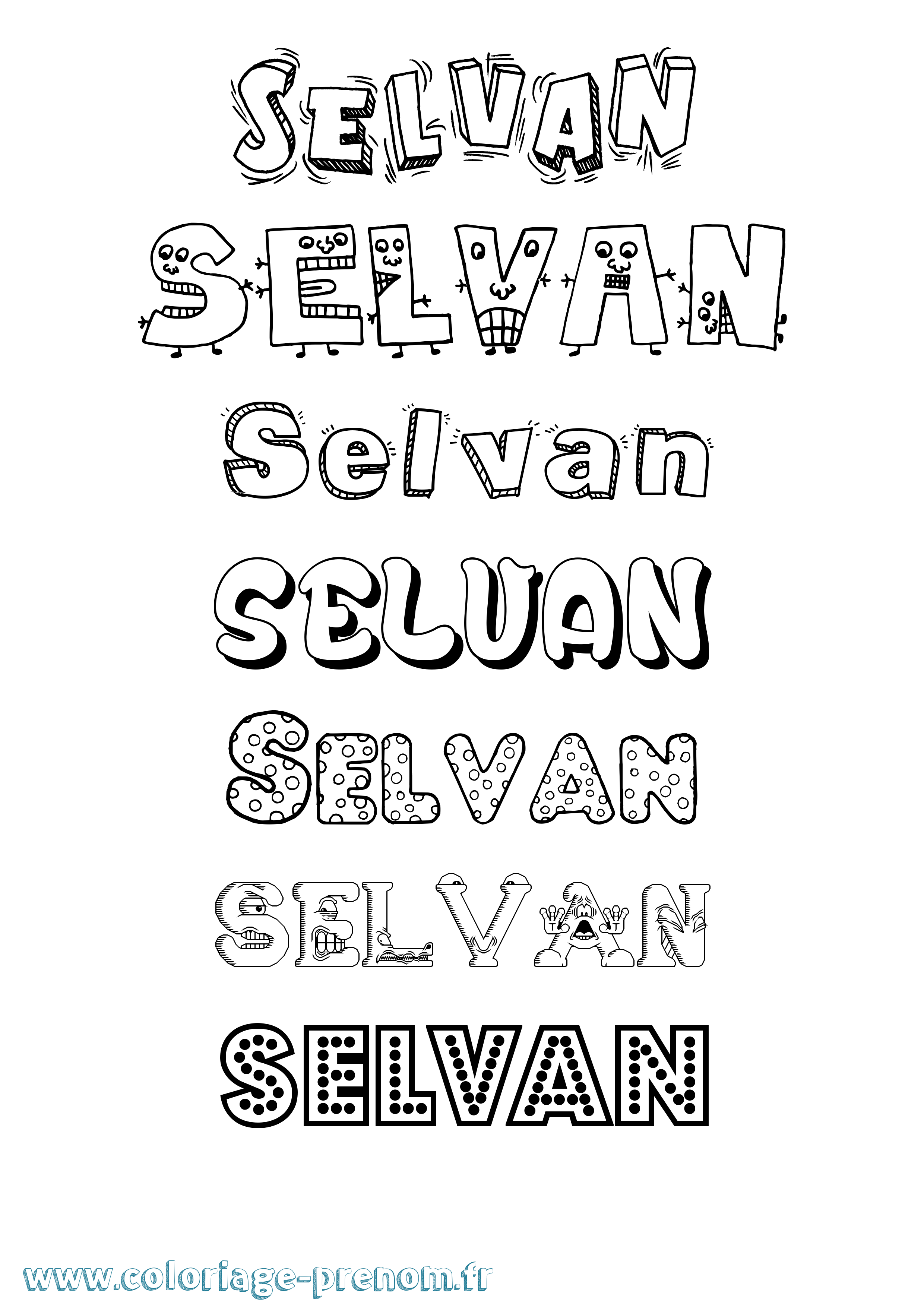 Coloriage Selvan Fun Coloriage prénom Selvan Fun