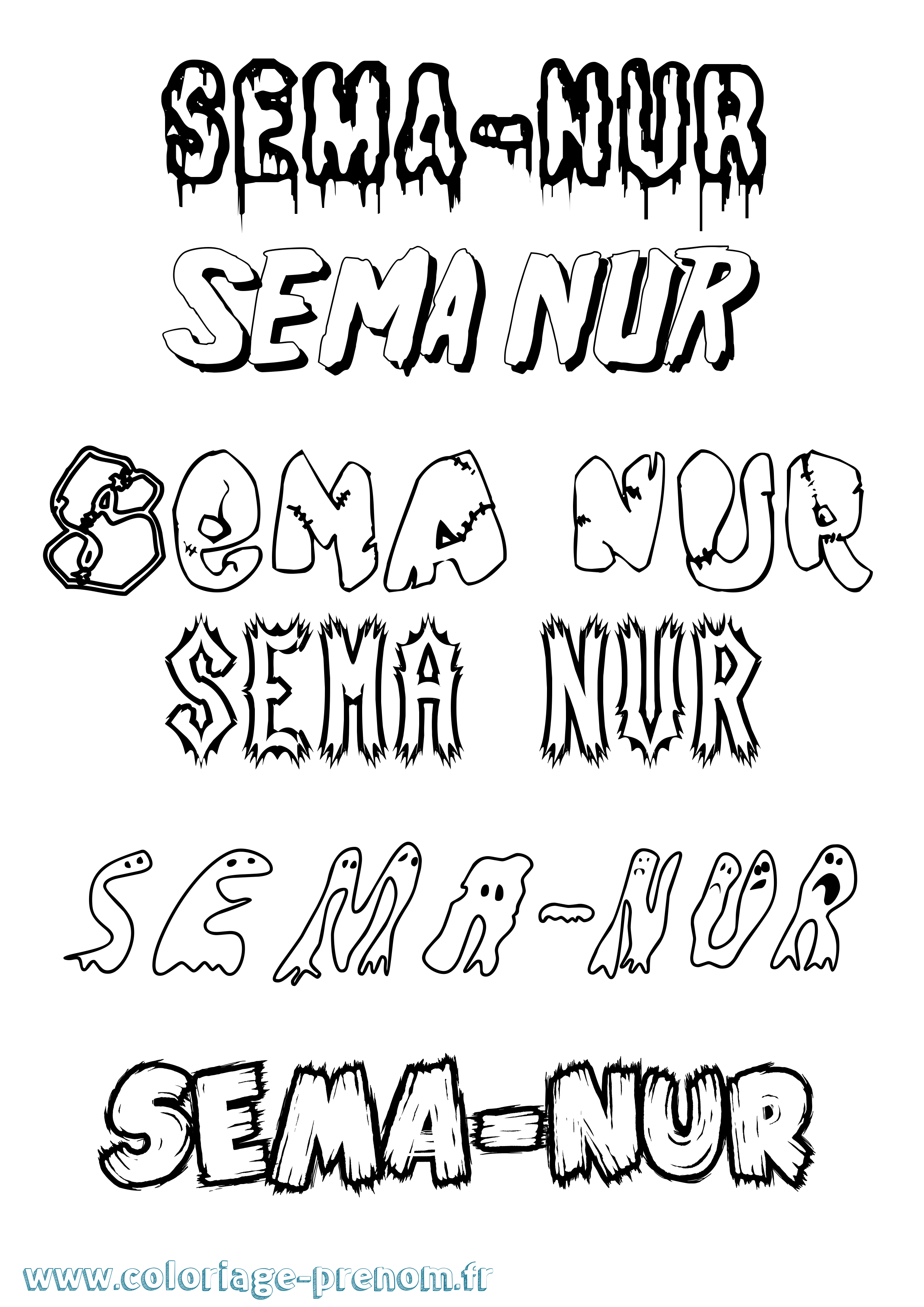 Coloriage Sema-Nur Frisson Coloriage prénom Sema-Nur Frisson