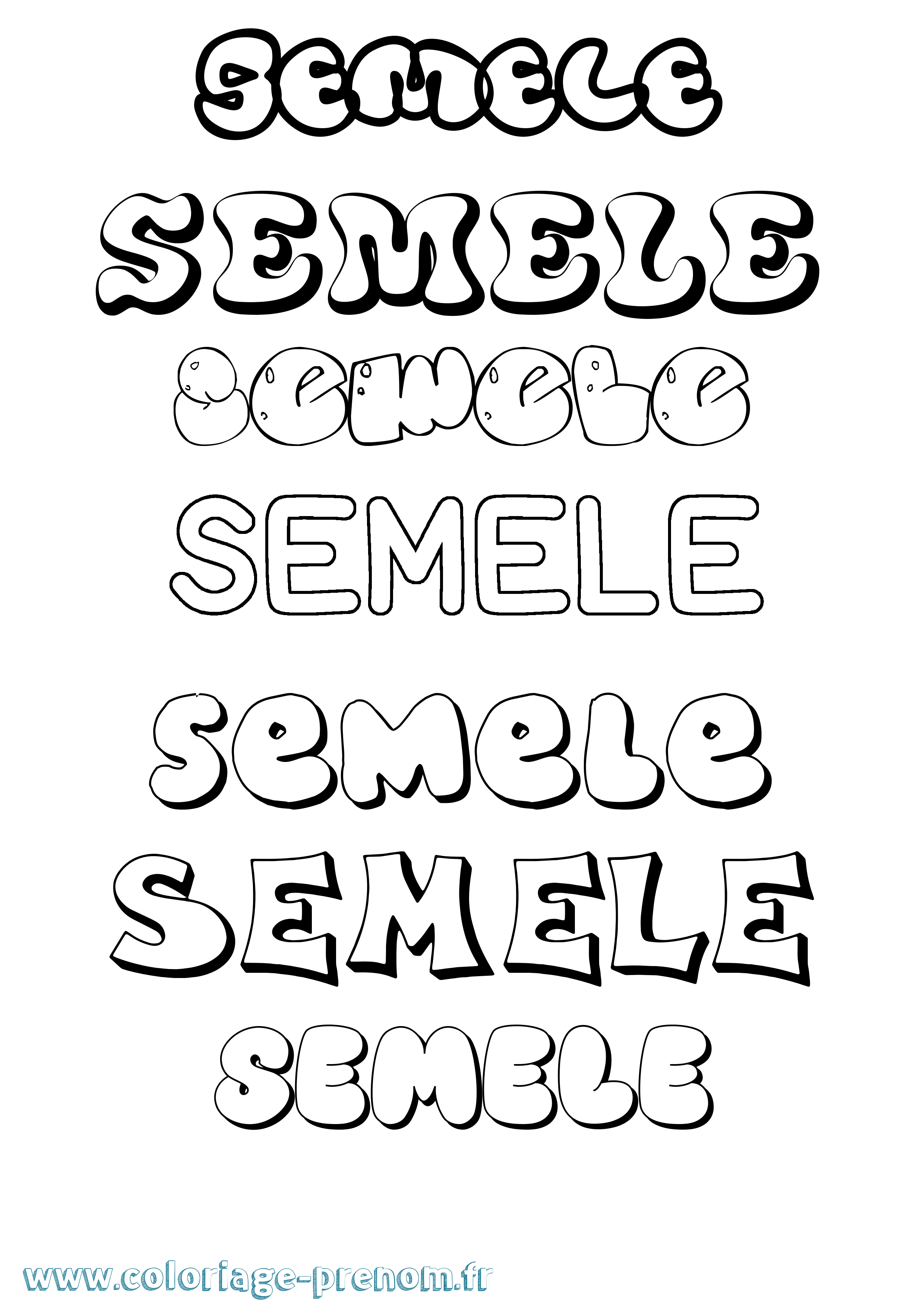 Coloriage Semele Bubble Coloriage prénom Semele Bubble