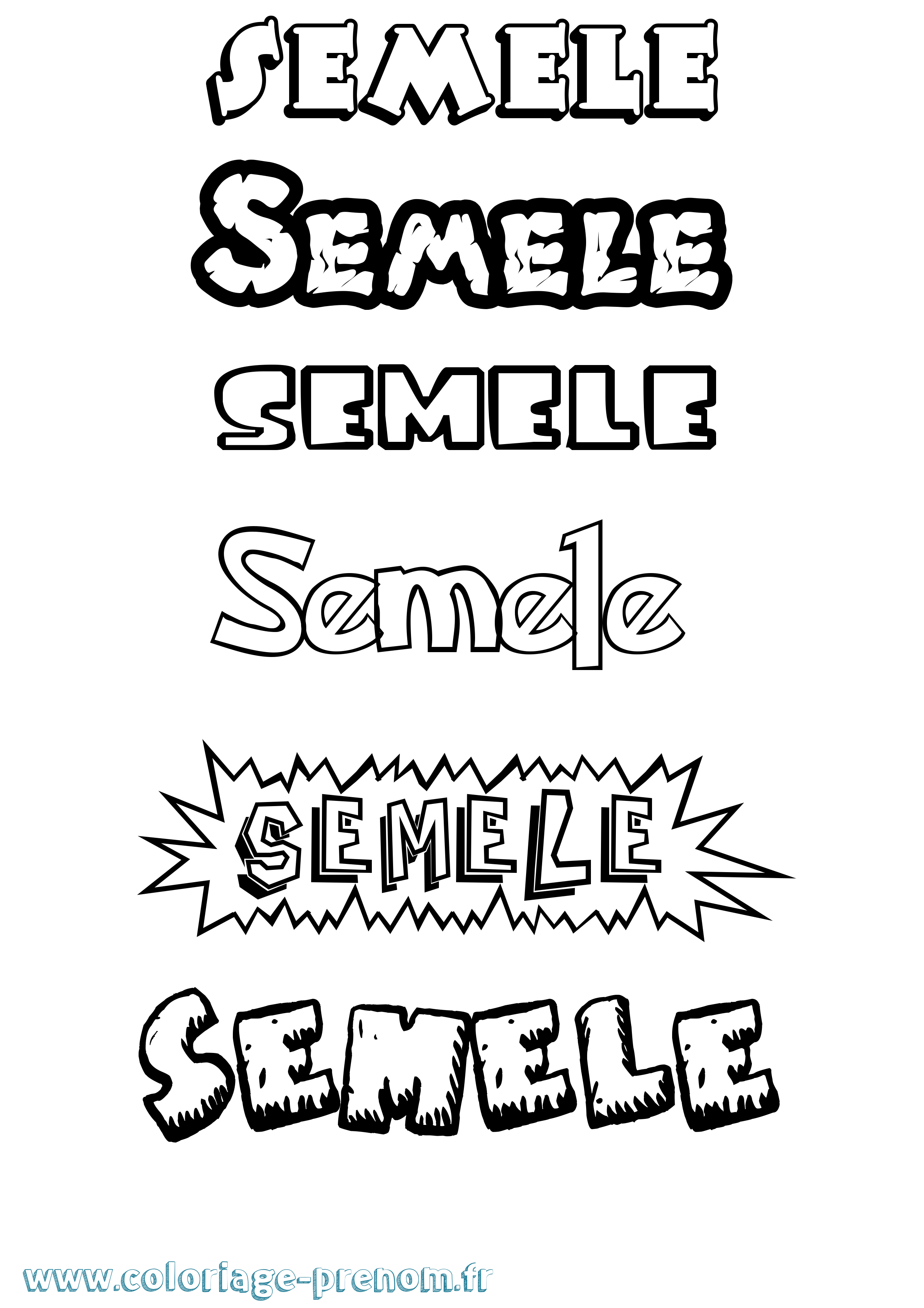 Coloriage Semele Dessin Animé Coloriage prénom Semele Dessin Animé