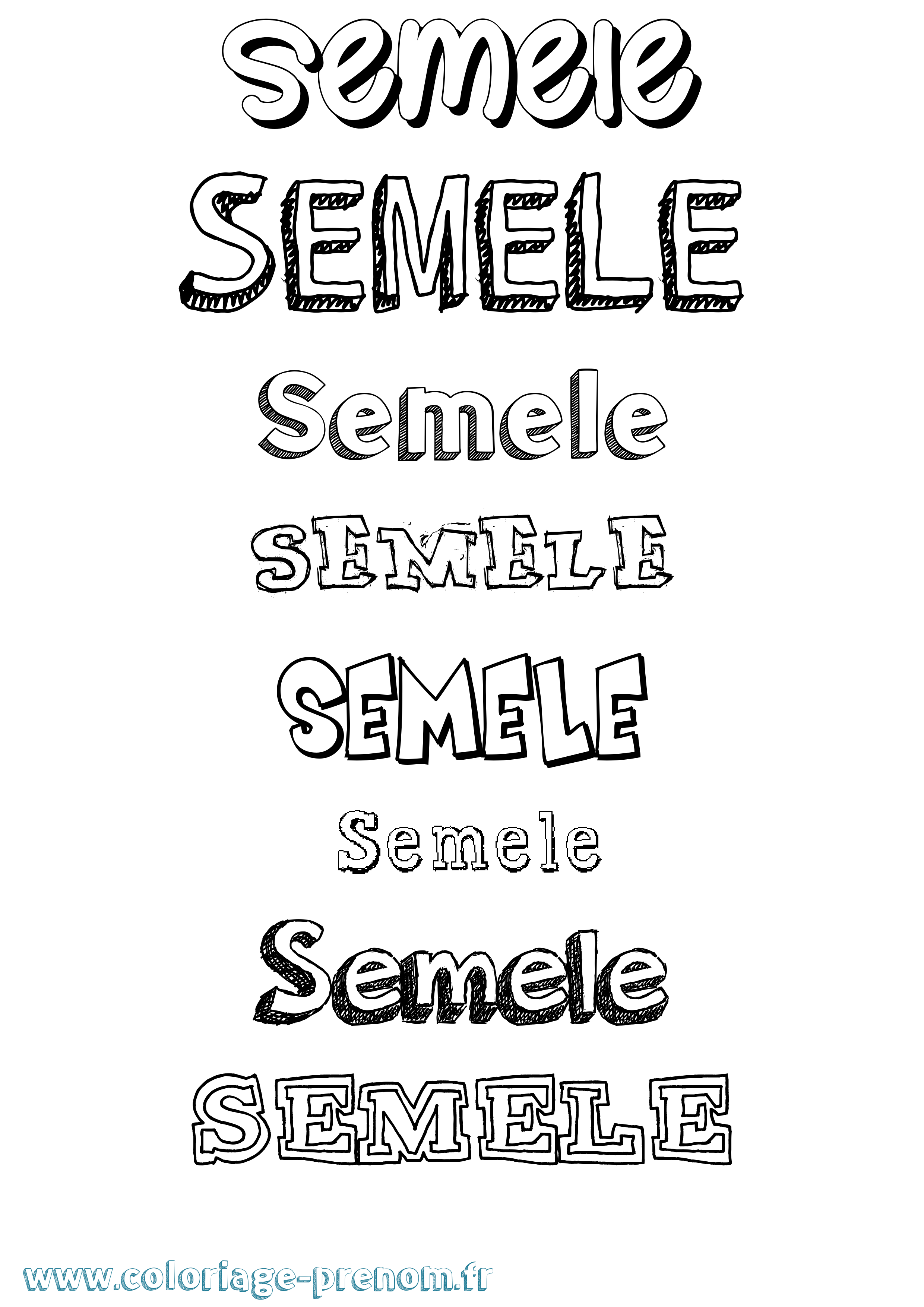 Coloriage Semele Dessiné Coloriage prénom Semele Dessiné