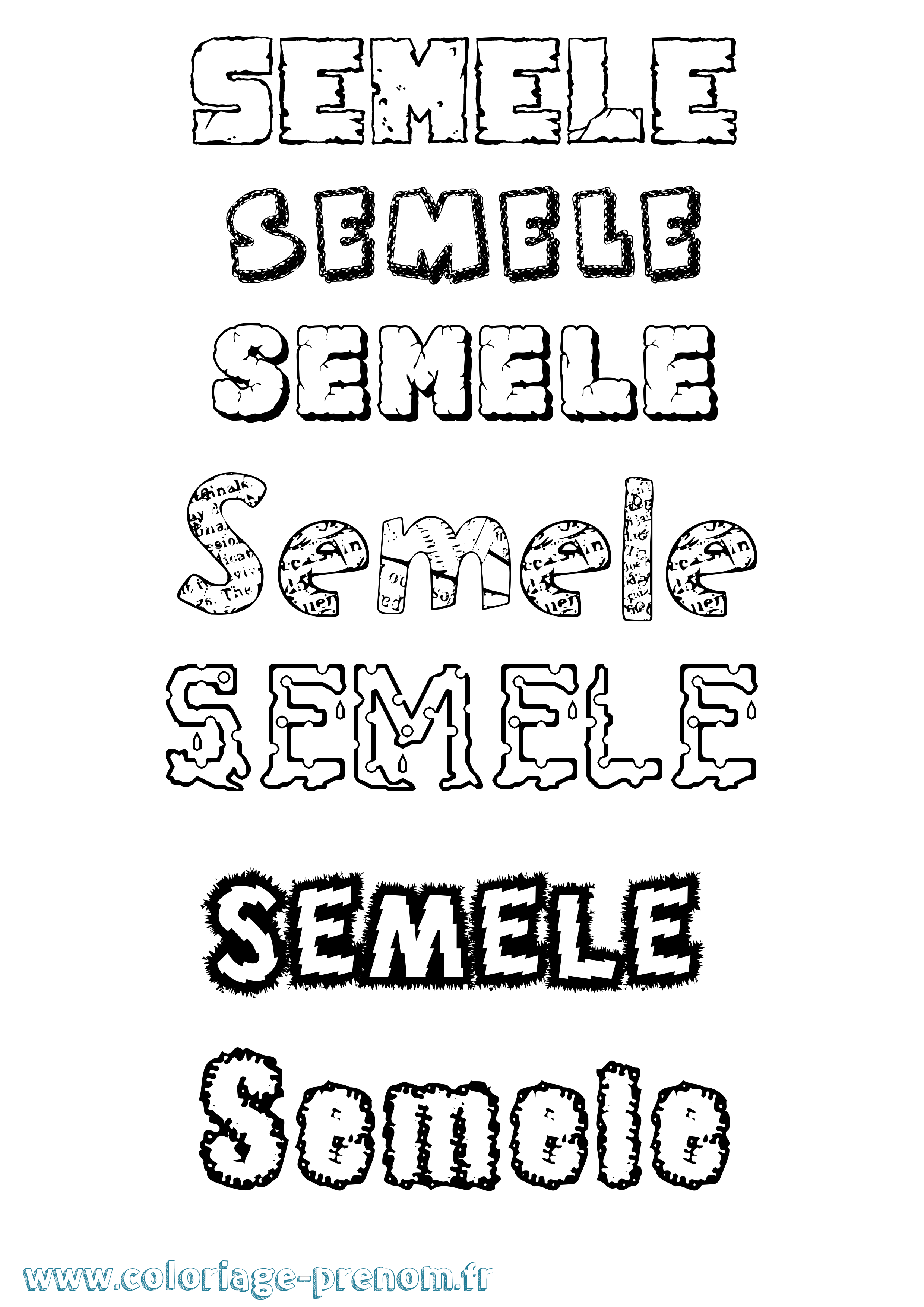 Coloriage Semele Destructuré Coloriage prénom Semele Destructuré
