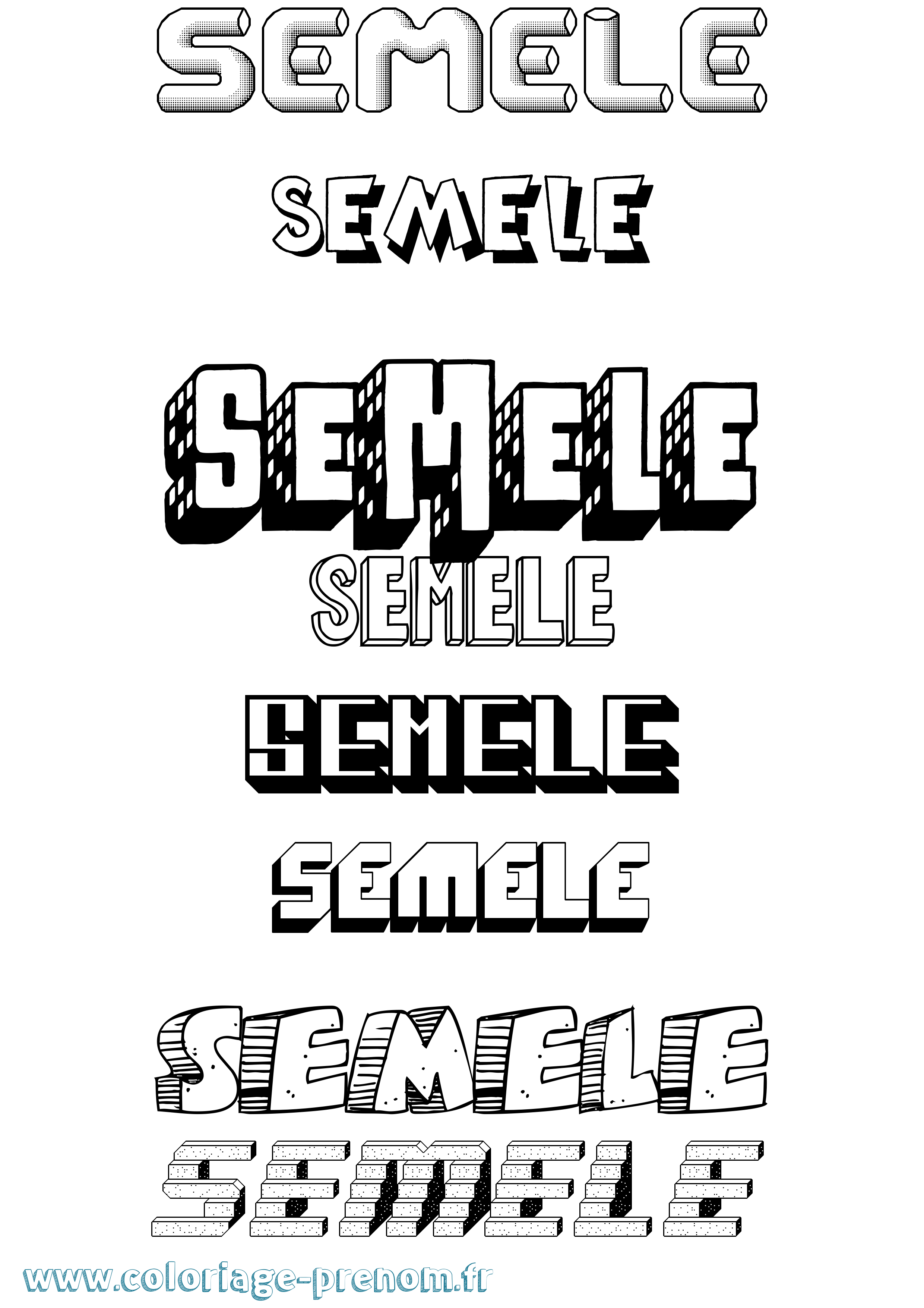 Coloriage Semele Effet 3D Coloriage prénom Semele Effet 3D