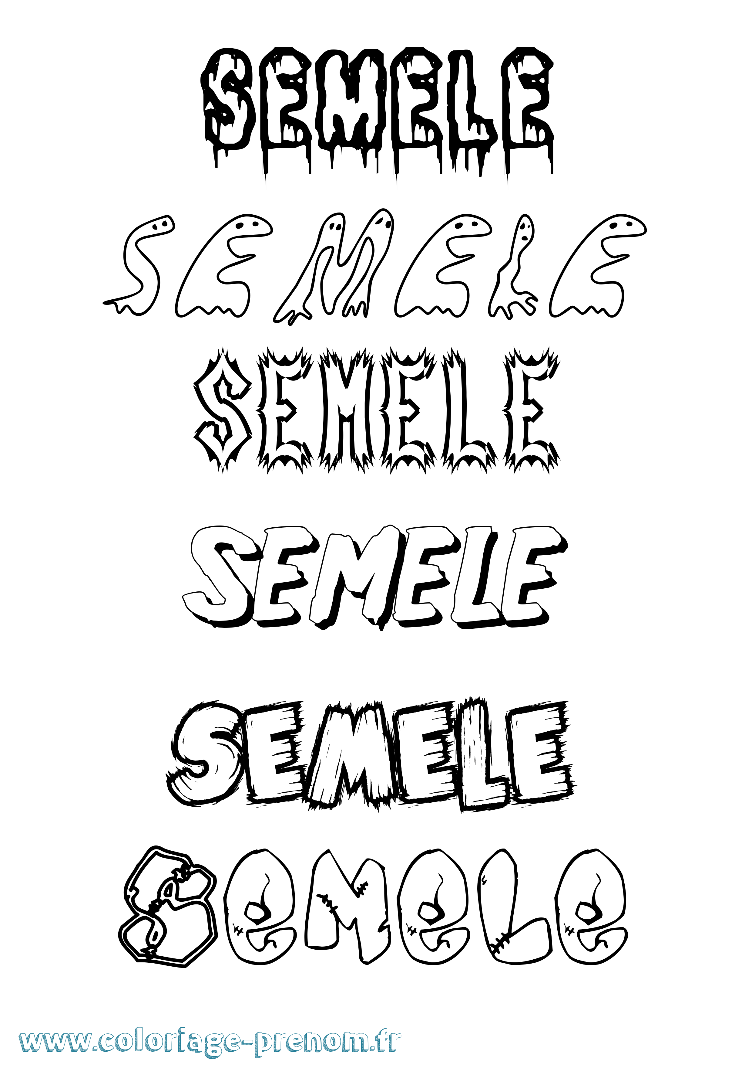 Coloriage Semele Frisson Coloriage prénom Semele Frisson
