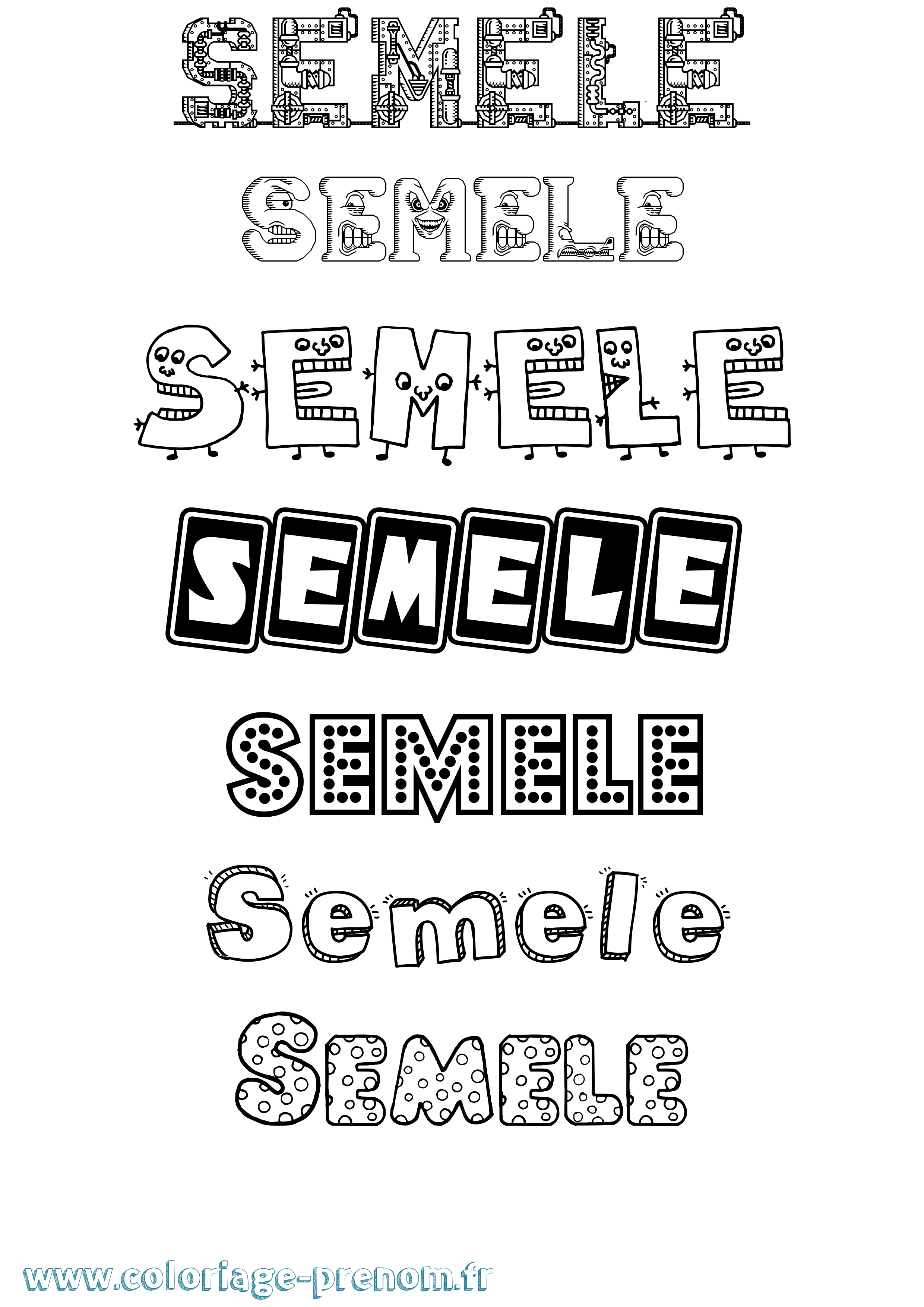 Coloriage Semele Fun Coloriage prénom Semele Fun