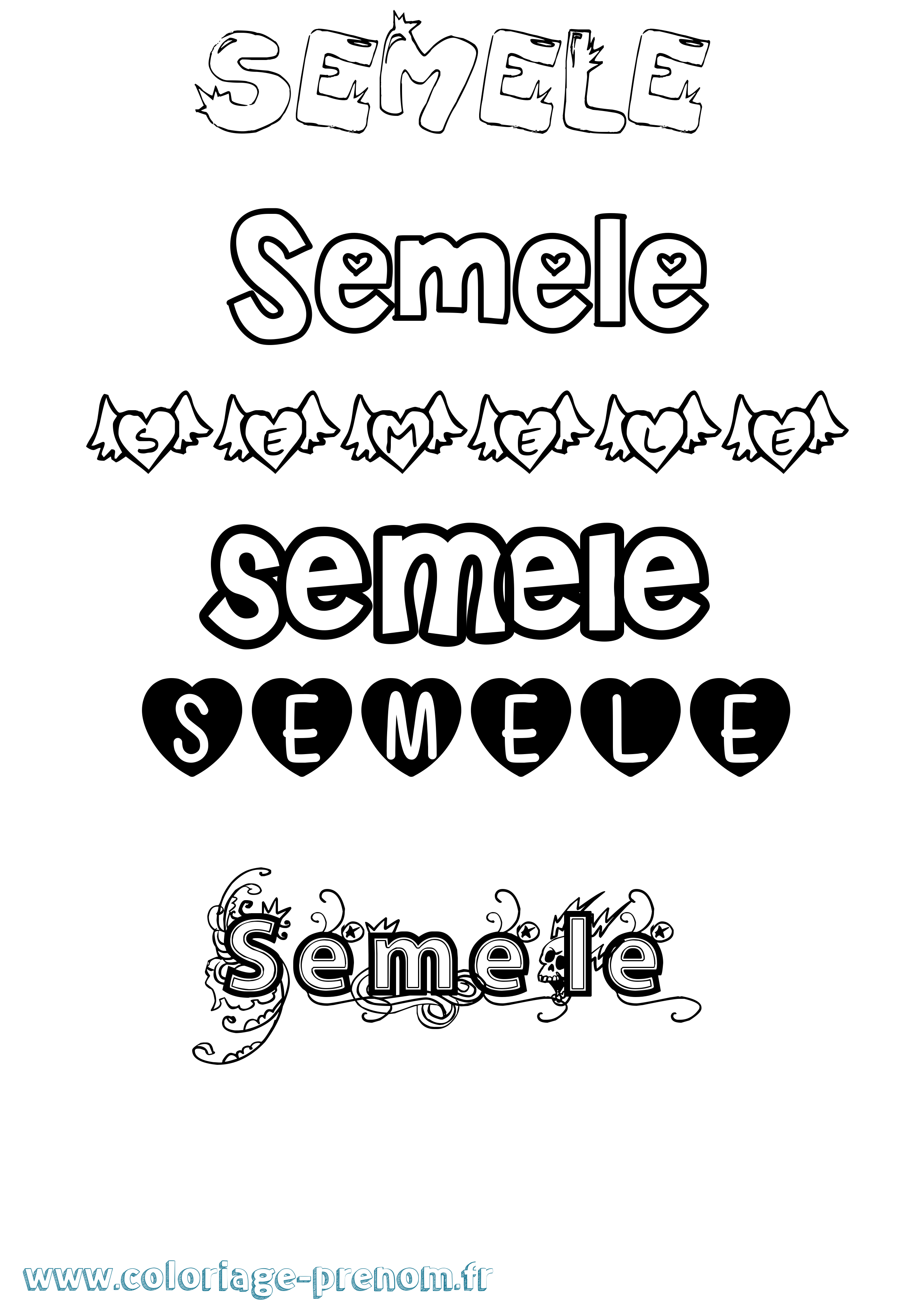 Coloriage Semele Girly Coloriage prénom Semele Girly