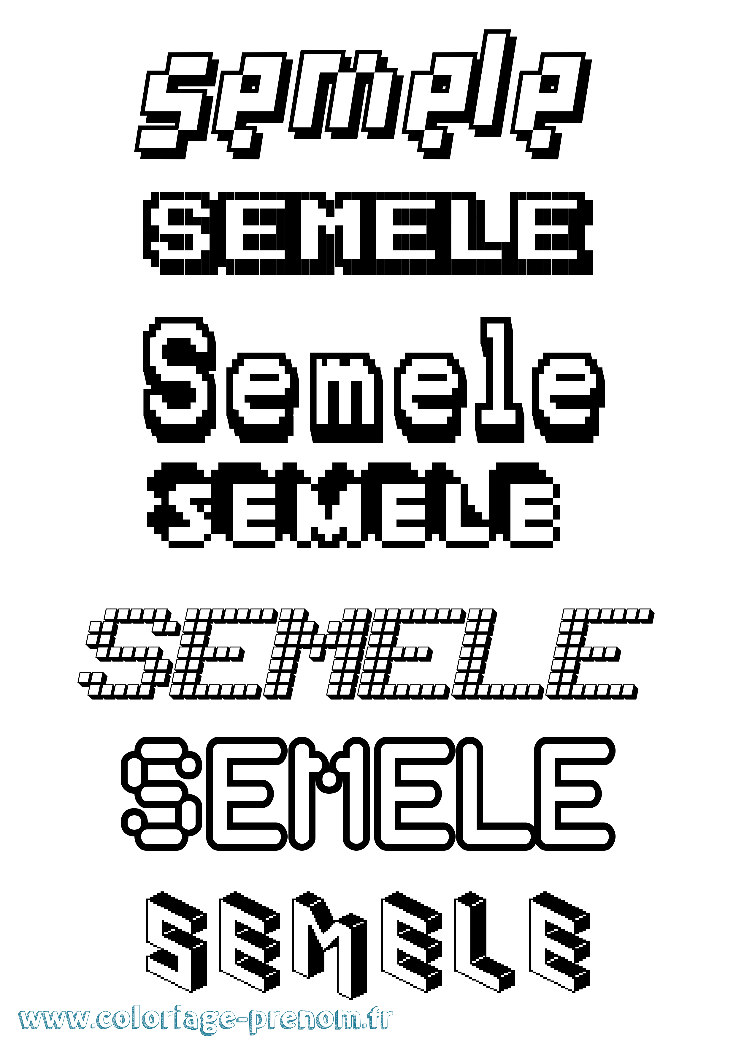 Coloriage Semele Pixel Coloriage prénom Semele Pixel