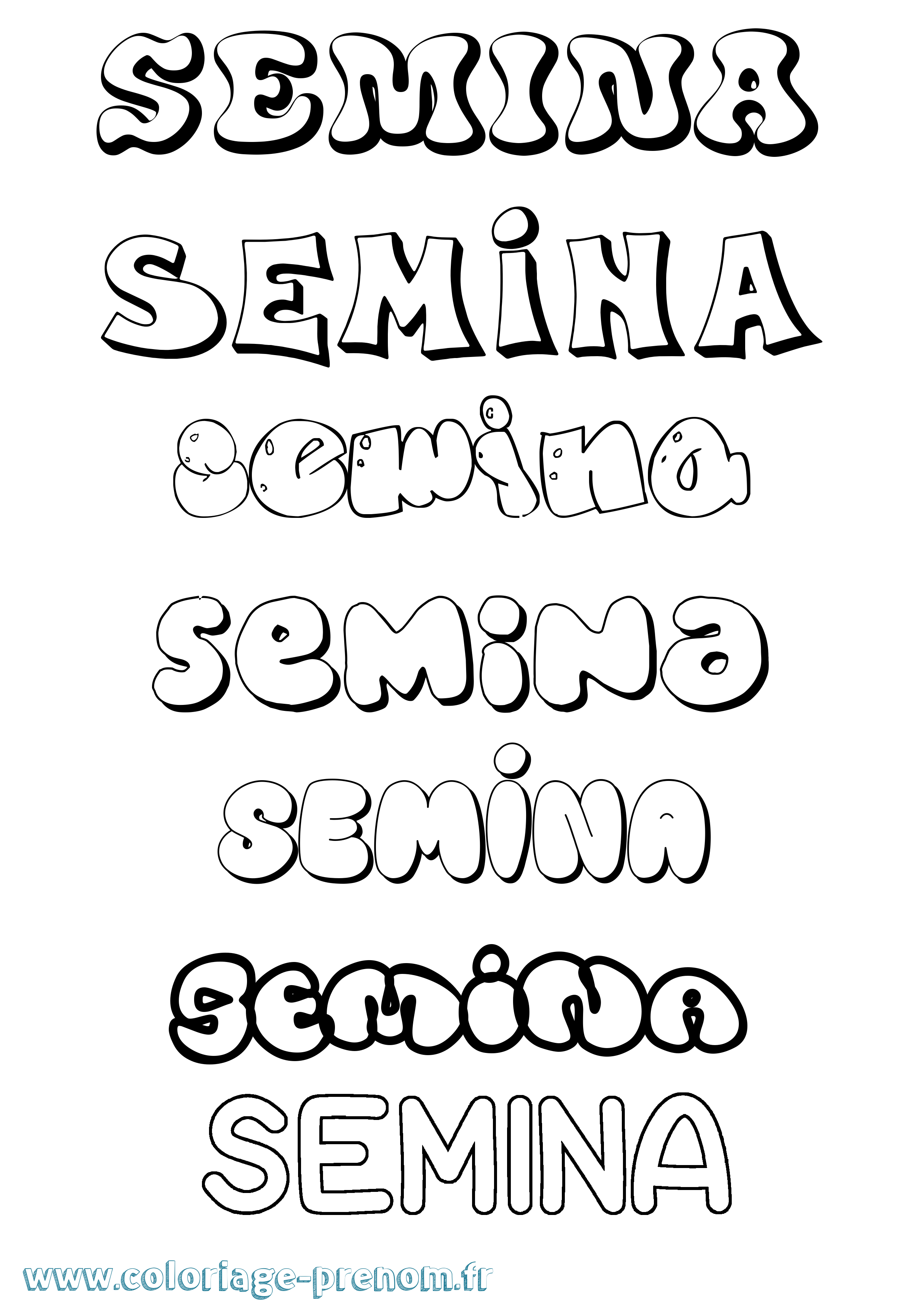Coloriage Semina Bubble Coloriage prénom Semina Bubble