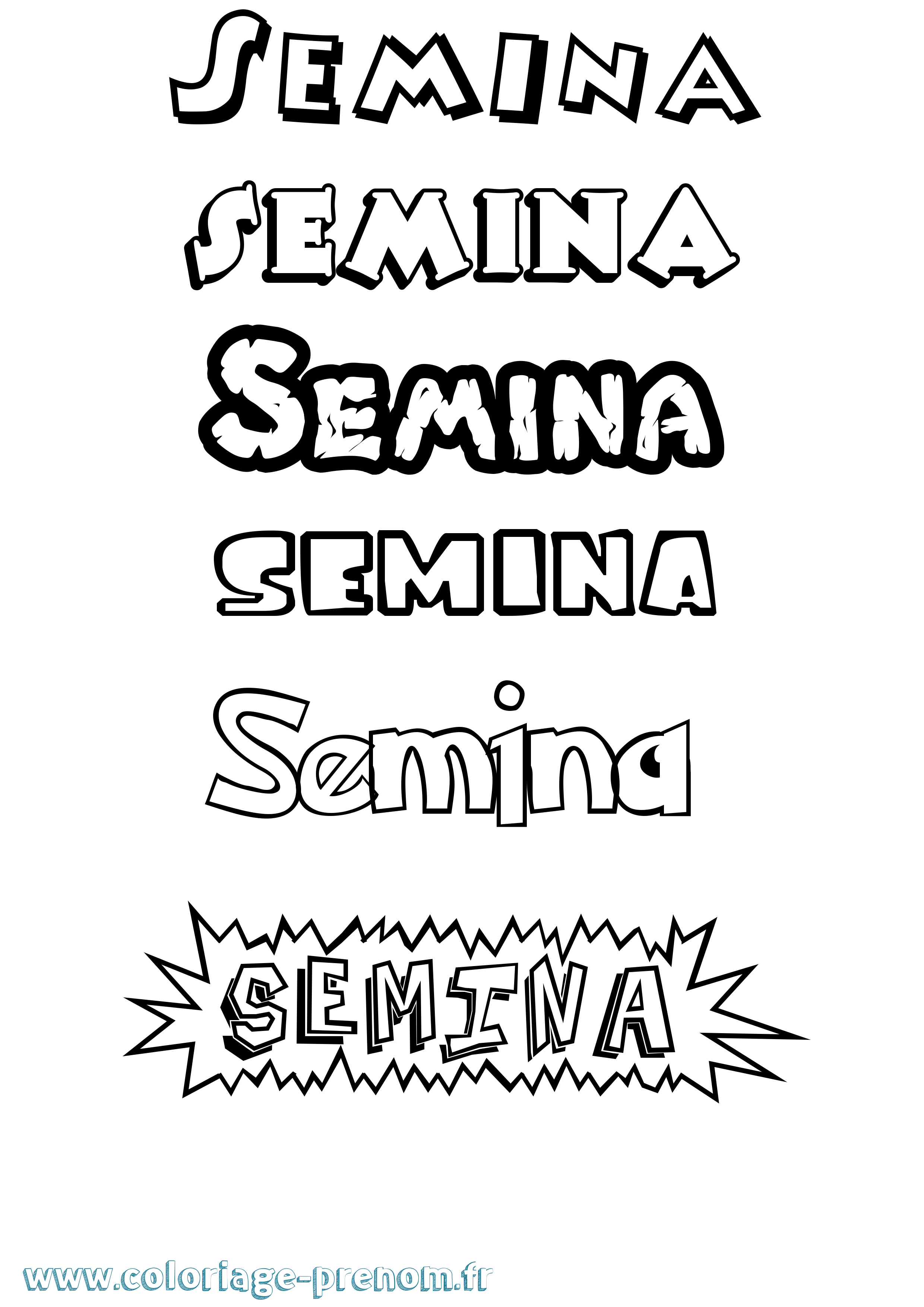Coloriage Semina Dessin Animé Coloriage prénom Semina Dessin Animé