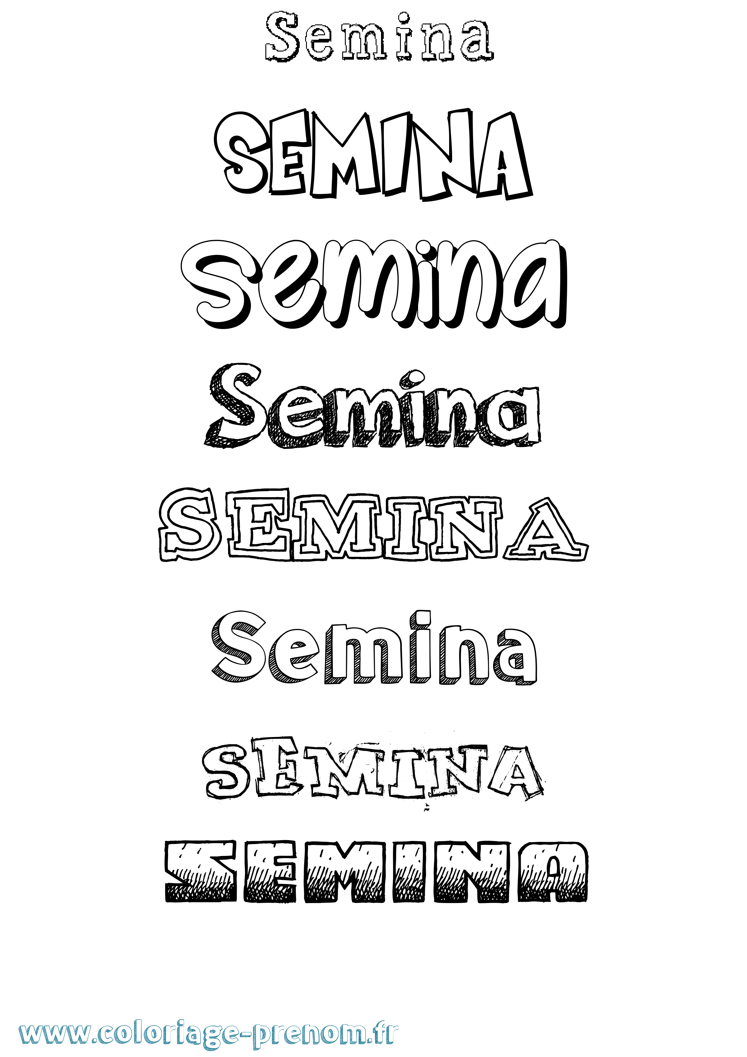 Coloriage Semina Dessiné Coloriage prénom Semina Dessiné