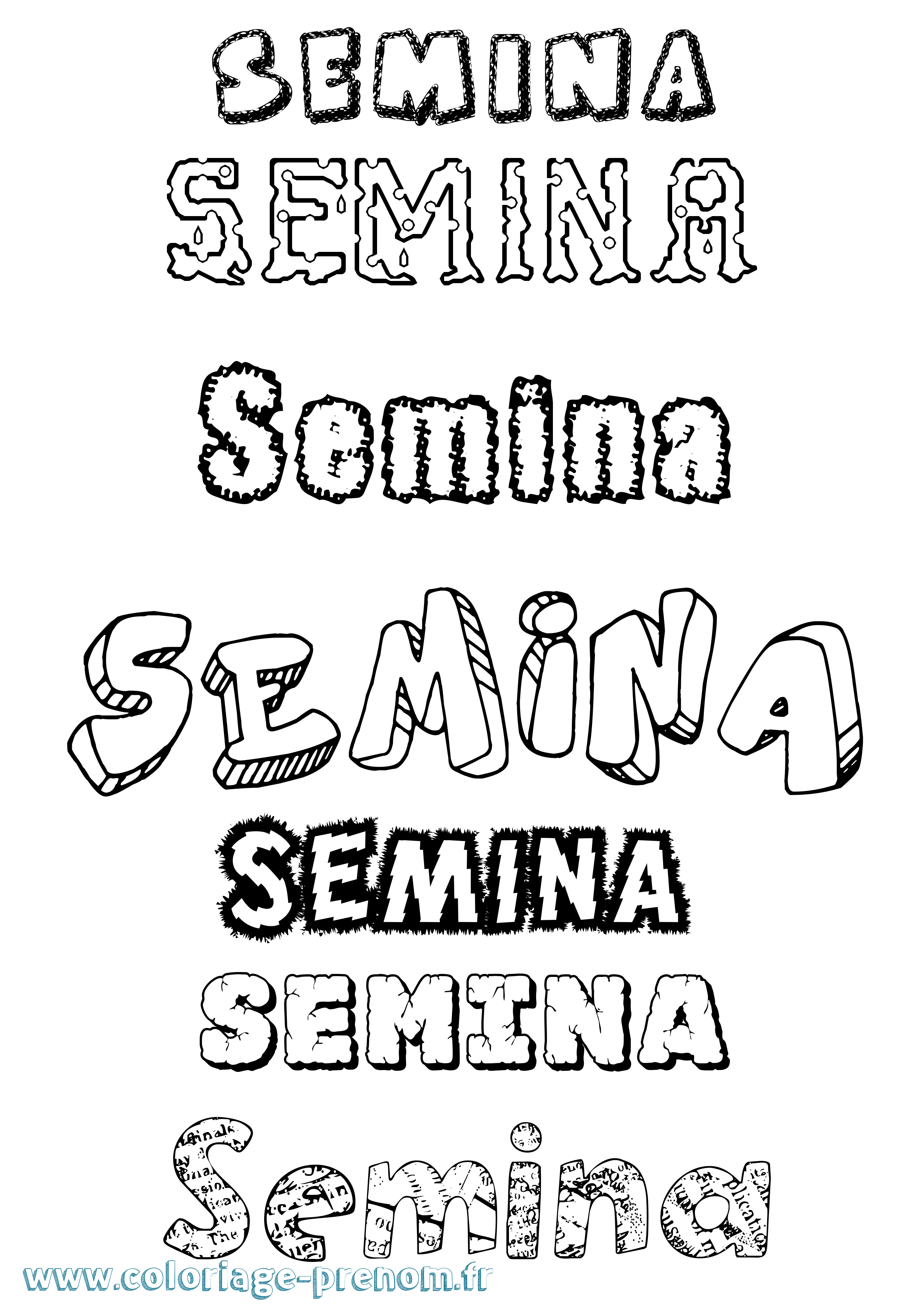 Coloriage Semina Destructuré Coloriage prénom Semina Destructuré