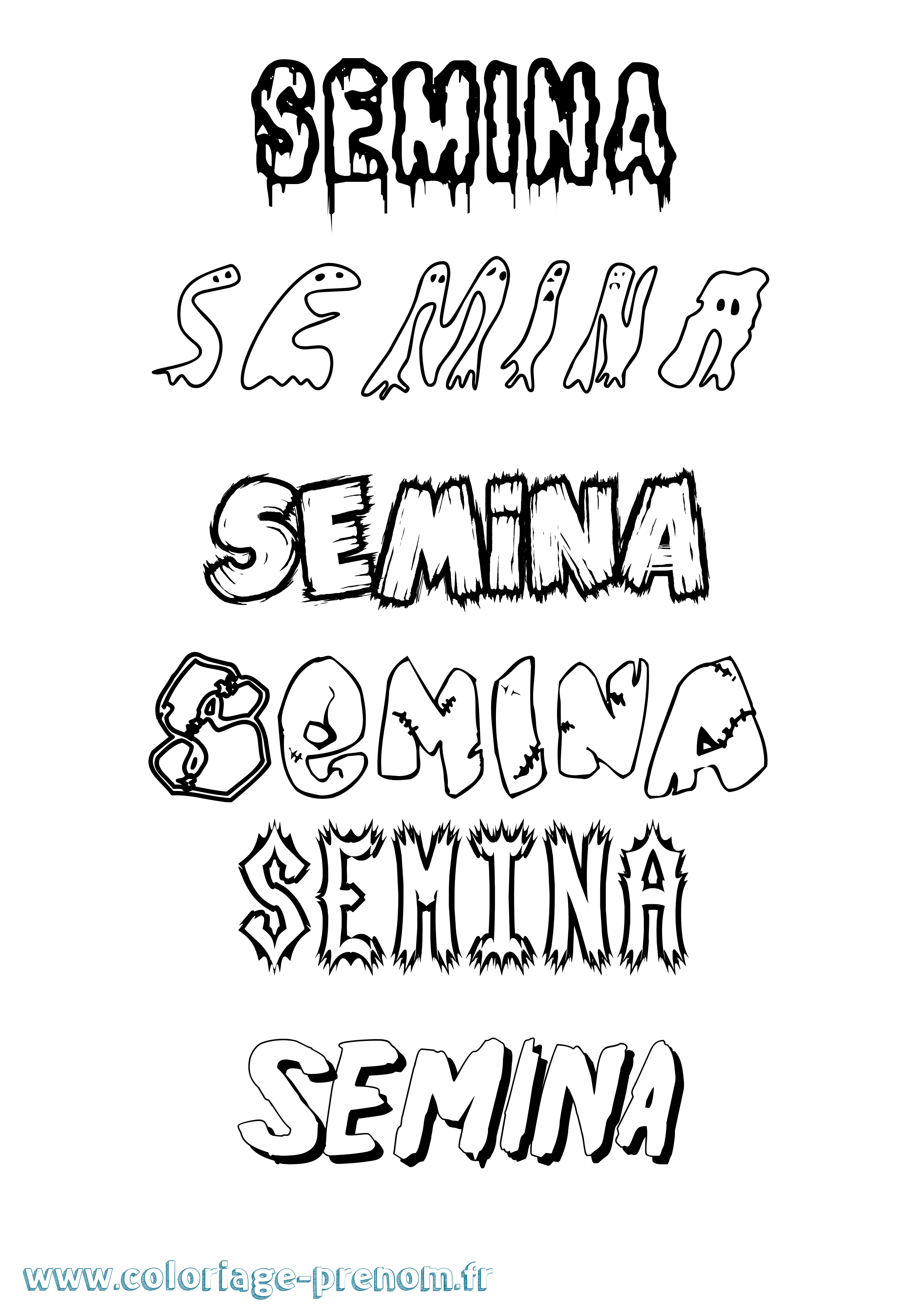 Coloriage Semina Frisson Coloriage prénom Semina Frisson