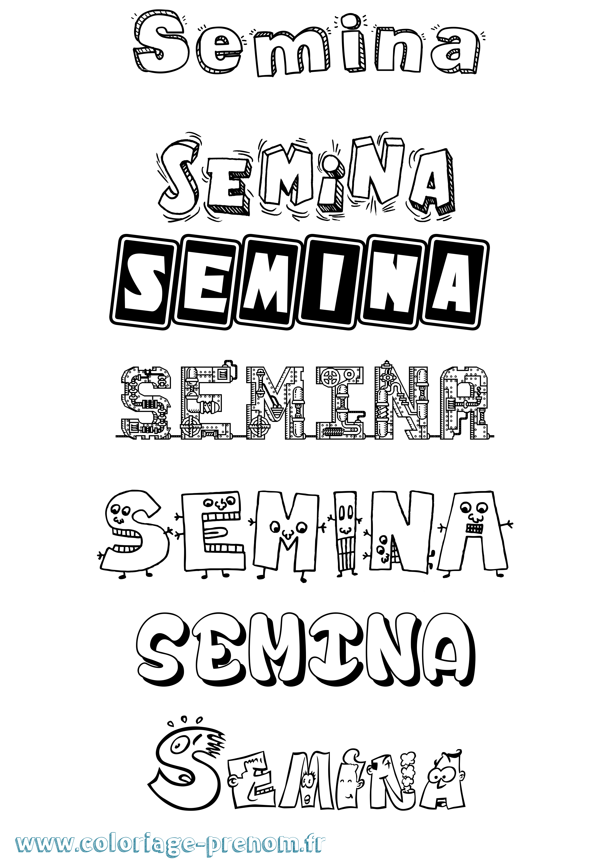 Coloriage Semina Fun Coloriage prénom Semina Fun