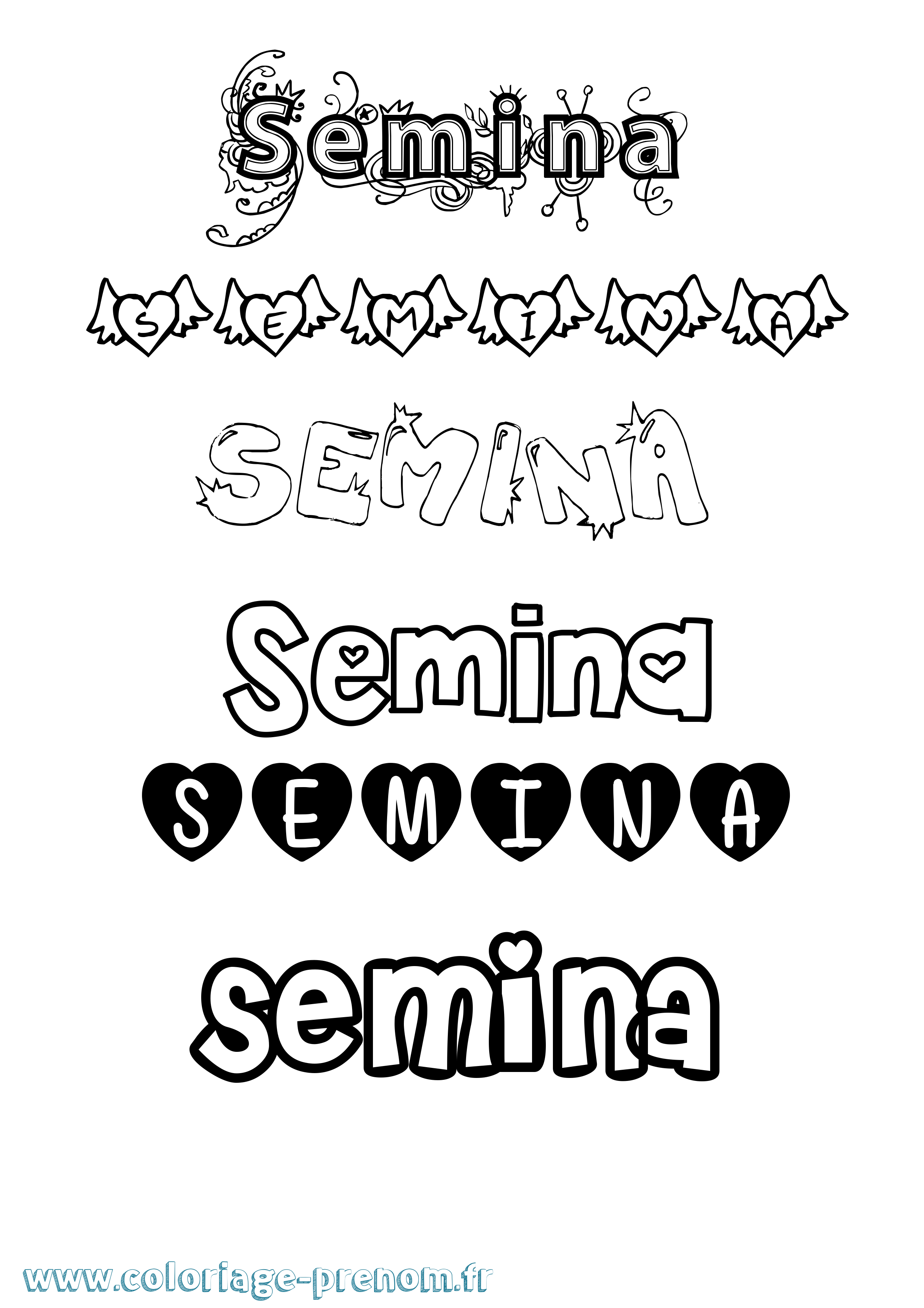 Coloriage Semina Girly Coloriage prénom Semina Girly