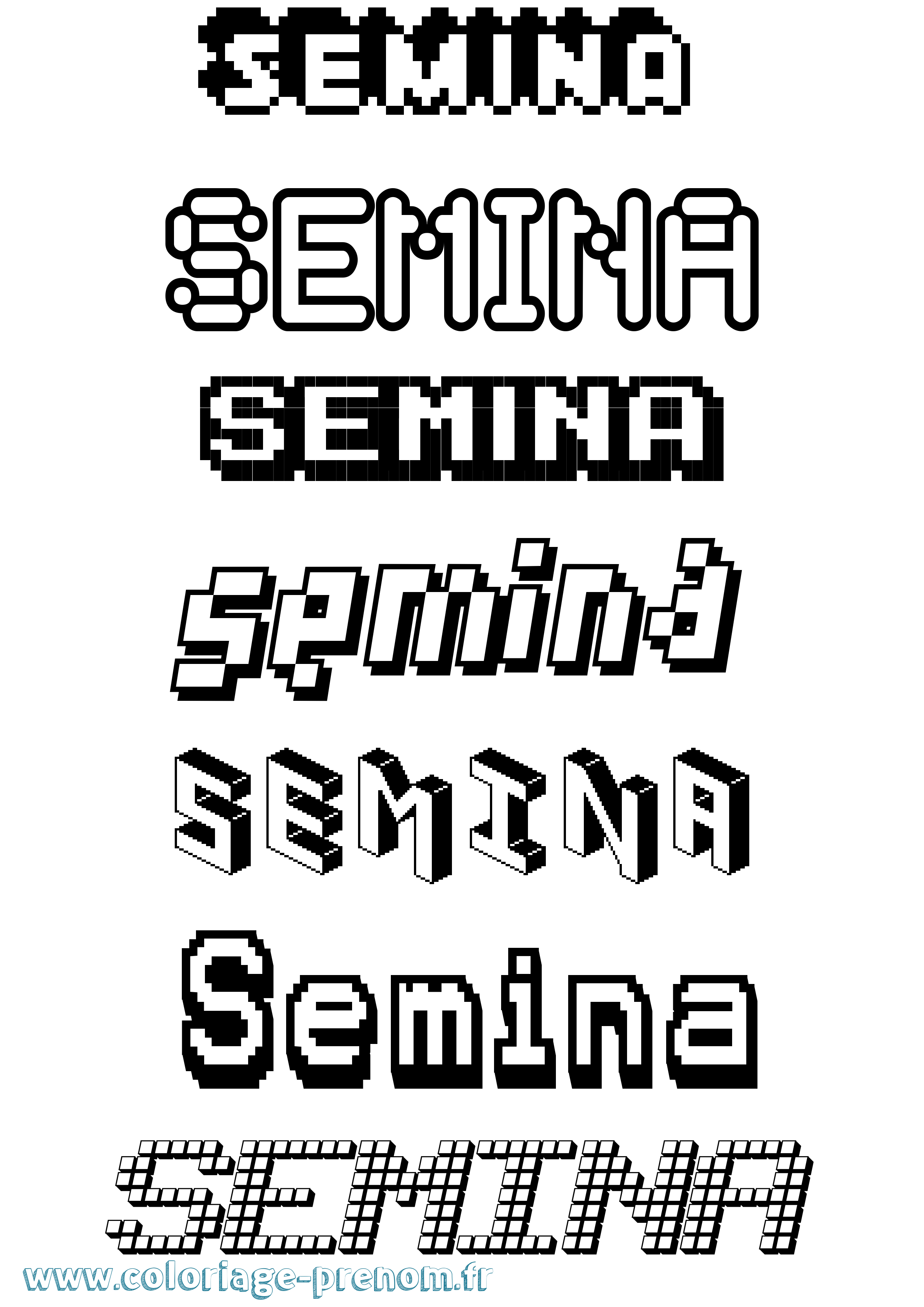 Coloriage Semina Pixel Coloriage prénom Semina Pixel