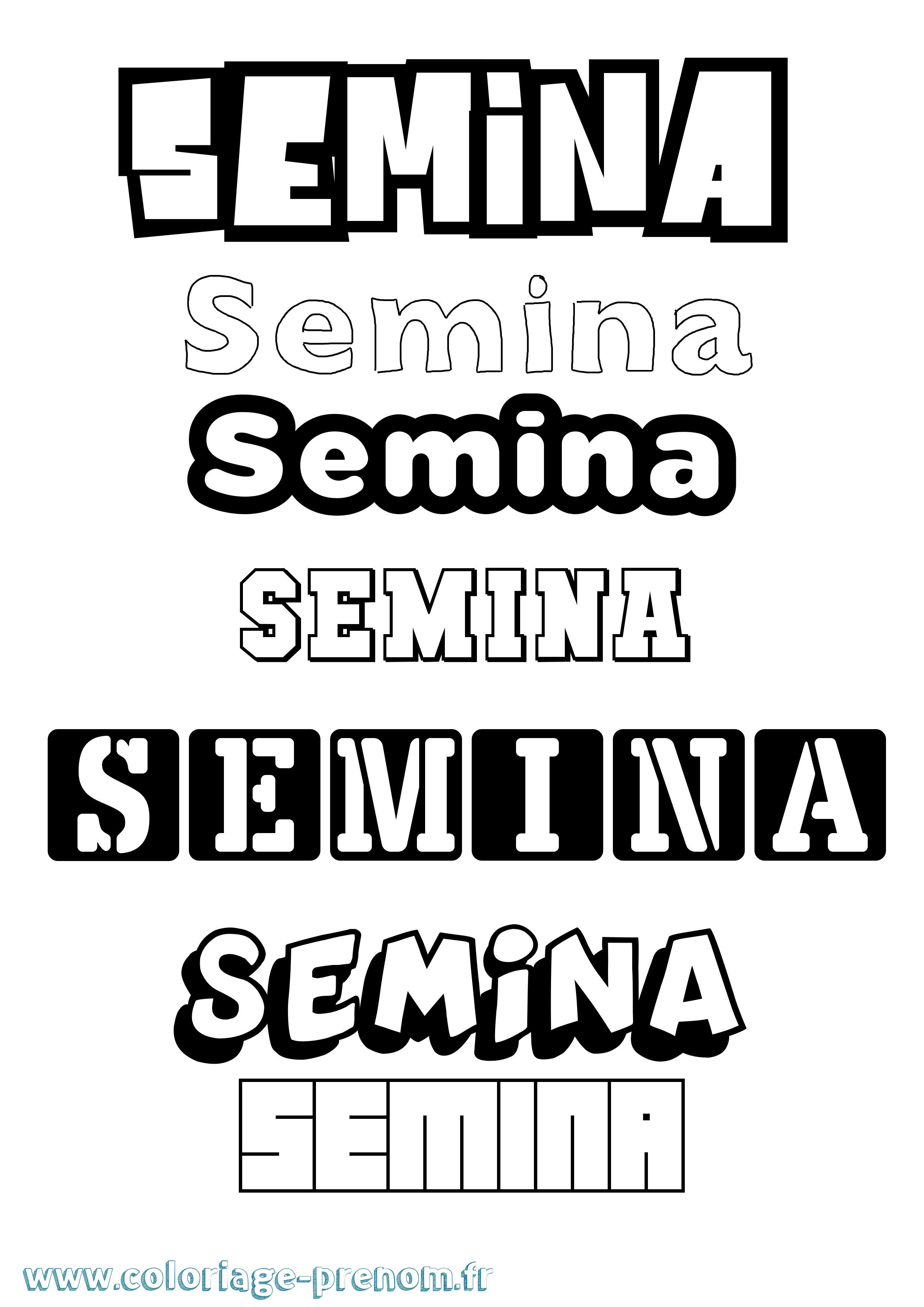 Coloriage Semina Simple Coloriage prénom Semina Simple