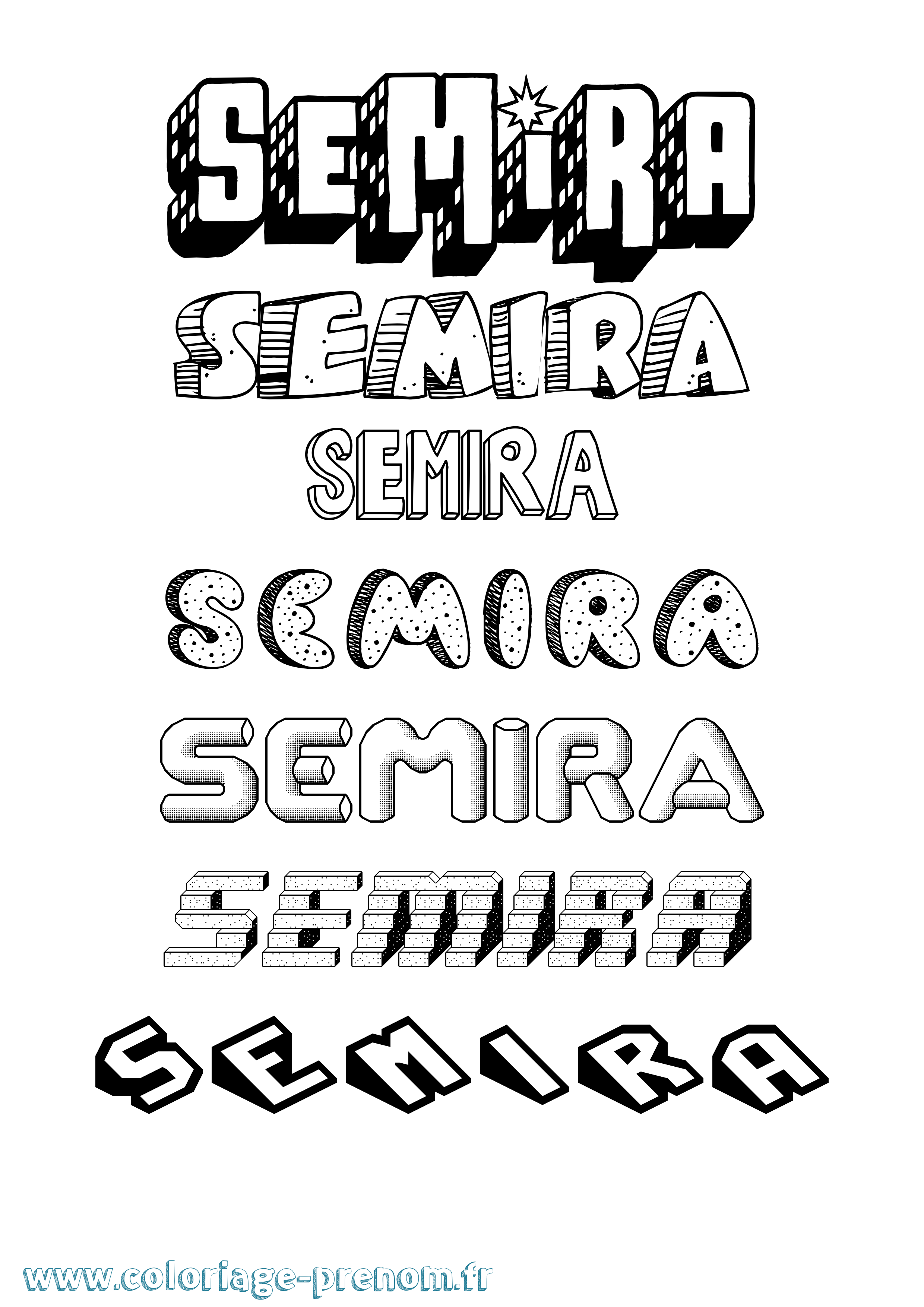 Coloriage Semira Effet 3D Coloriage prénom Semira Effet 3D