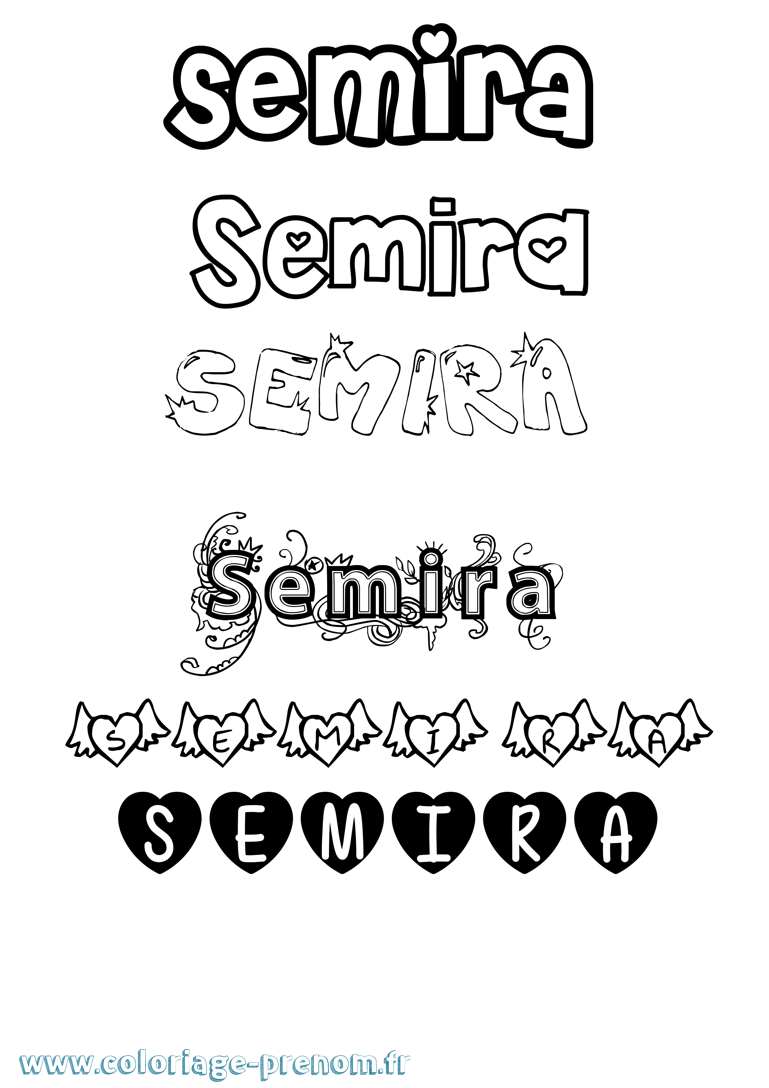 Coloriage Semira Girly Coloriage prénom Semira Girly