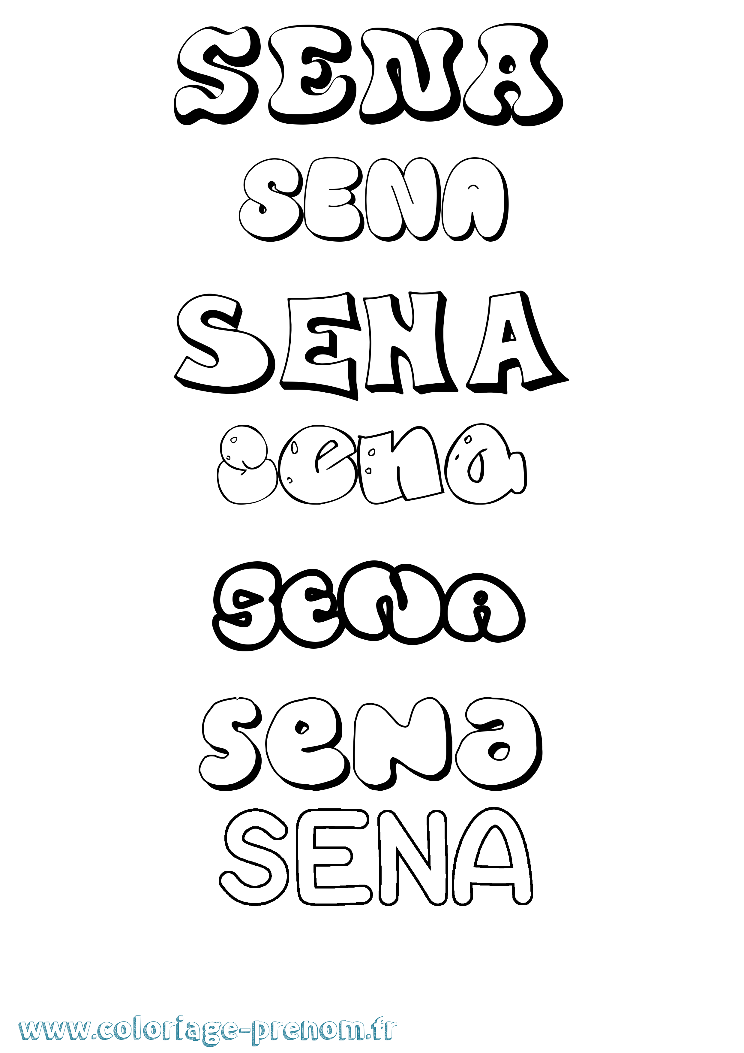 Coloriage Sena Bubble Coloriage prénom Sena Bubble