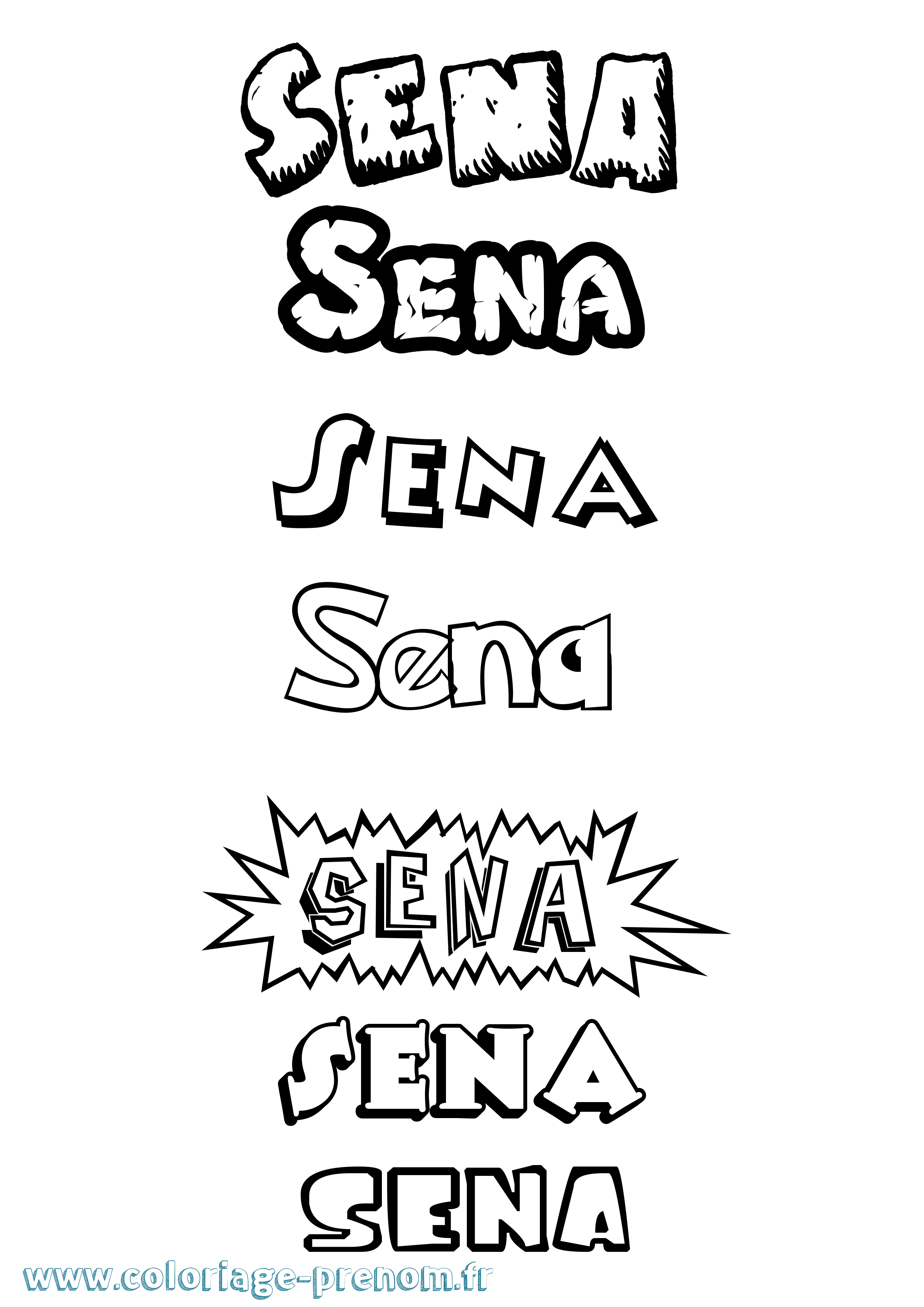 Coloriage Sena Dessin Animé Coloriage prénom Sena Dessin Animé