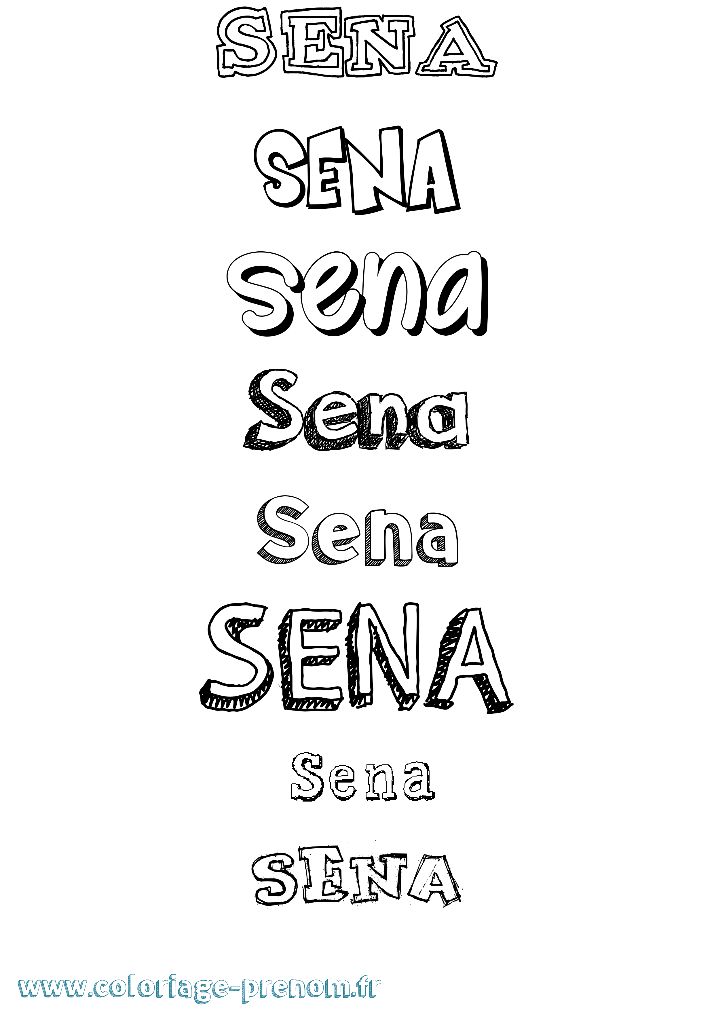 Coloriage Sena Dessiné Coloriage prénom Sena Dessiné
