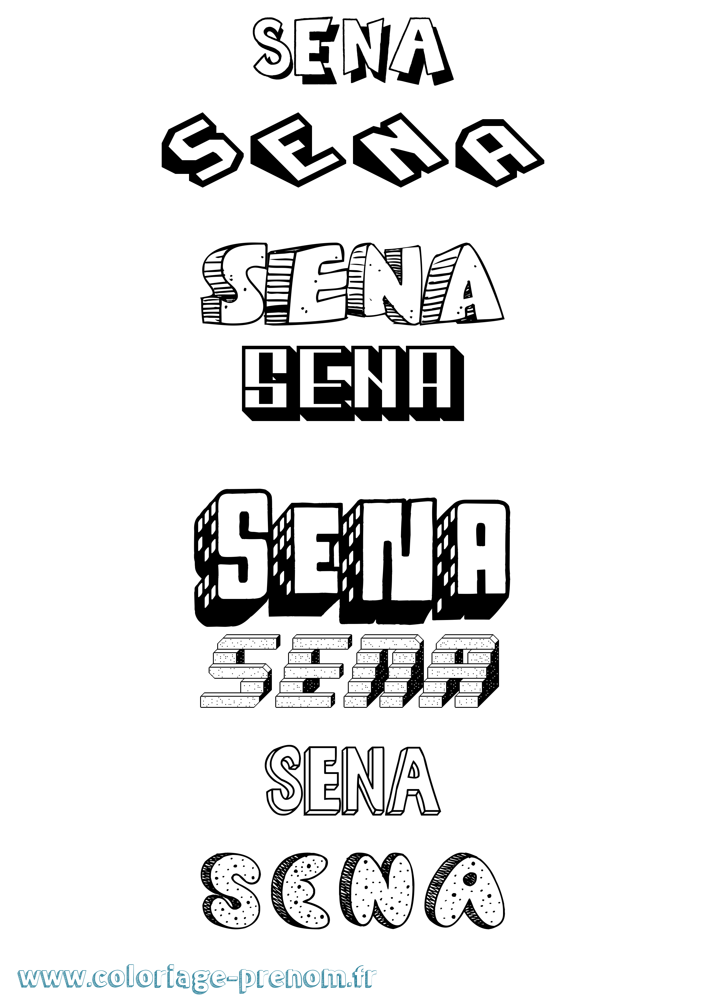 Coloriage Sena Effet 3D Coloriage prénom Sena Effet 3D