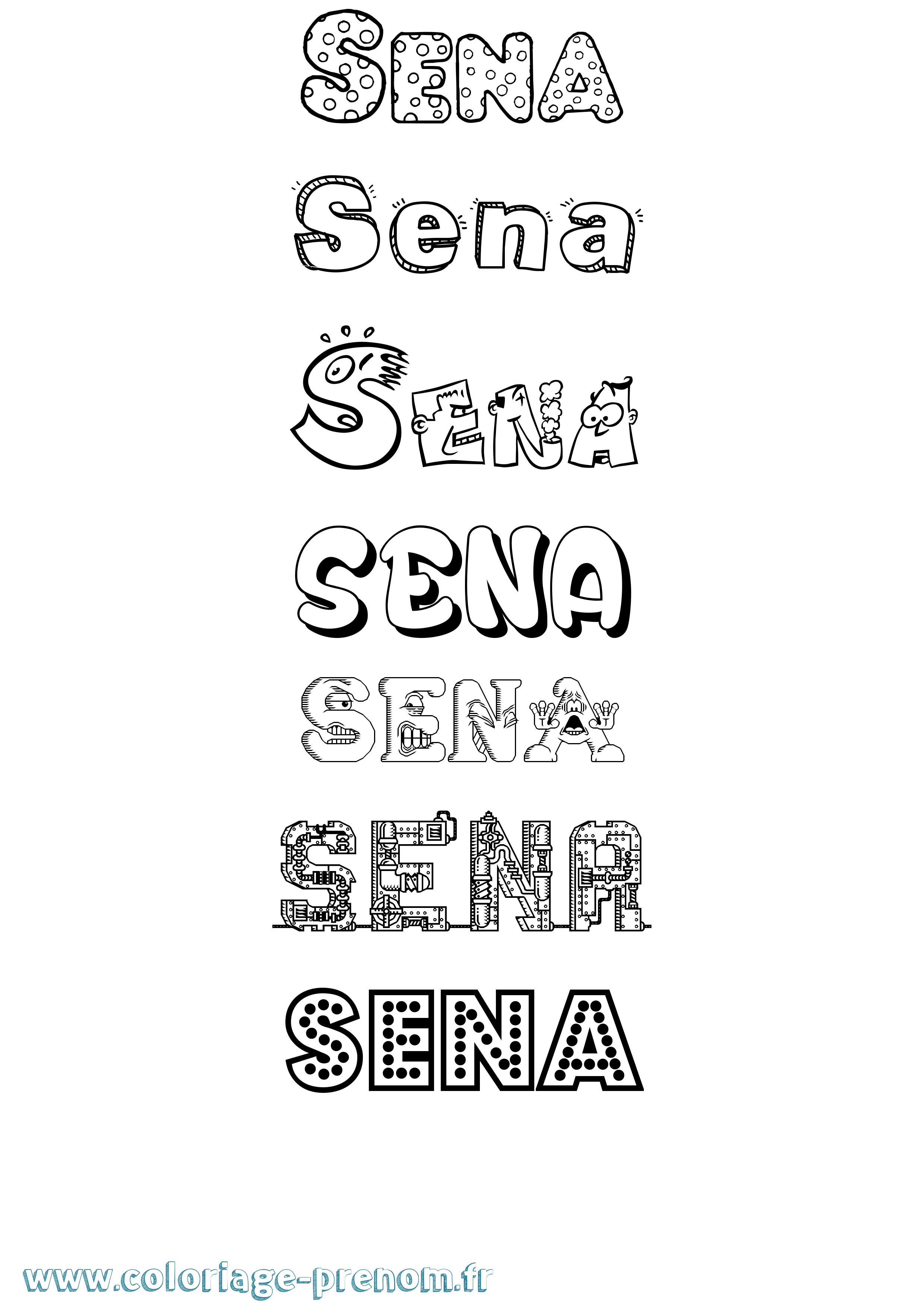 Coloriage Sena Fun Coloriage prénom Sena Fun