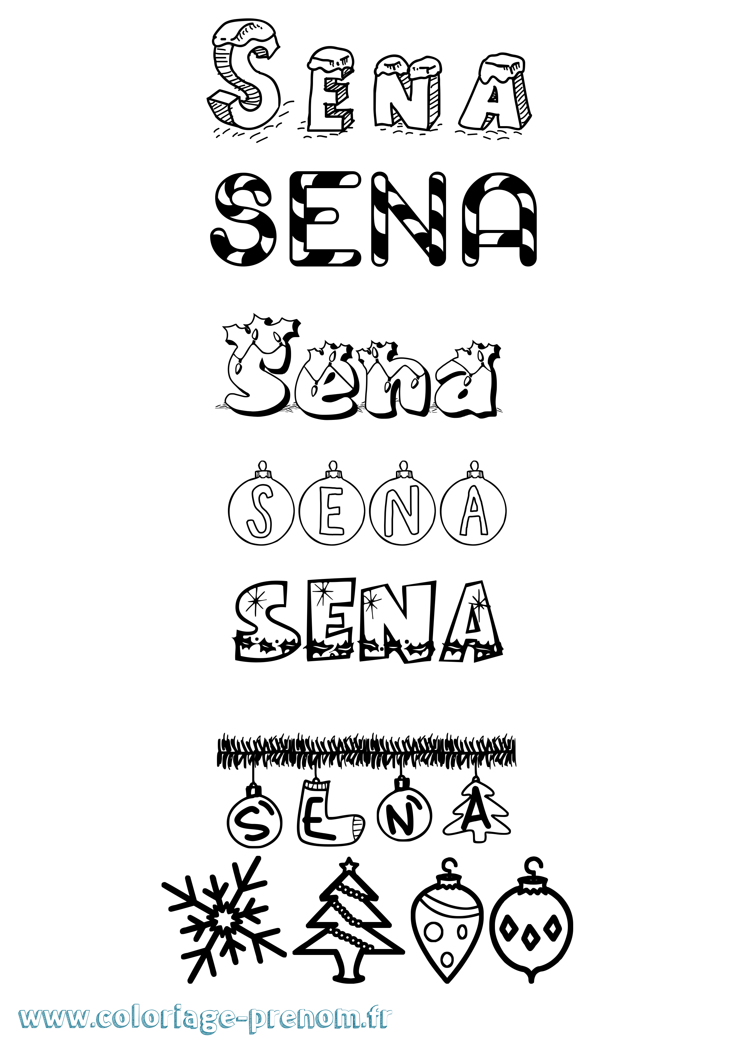 Coloriage Sena Noël Coloriage prénom Sena Noël