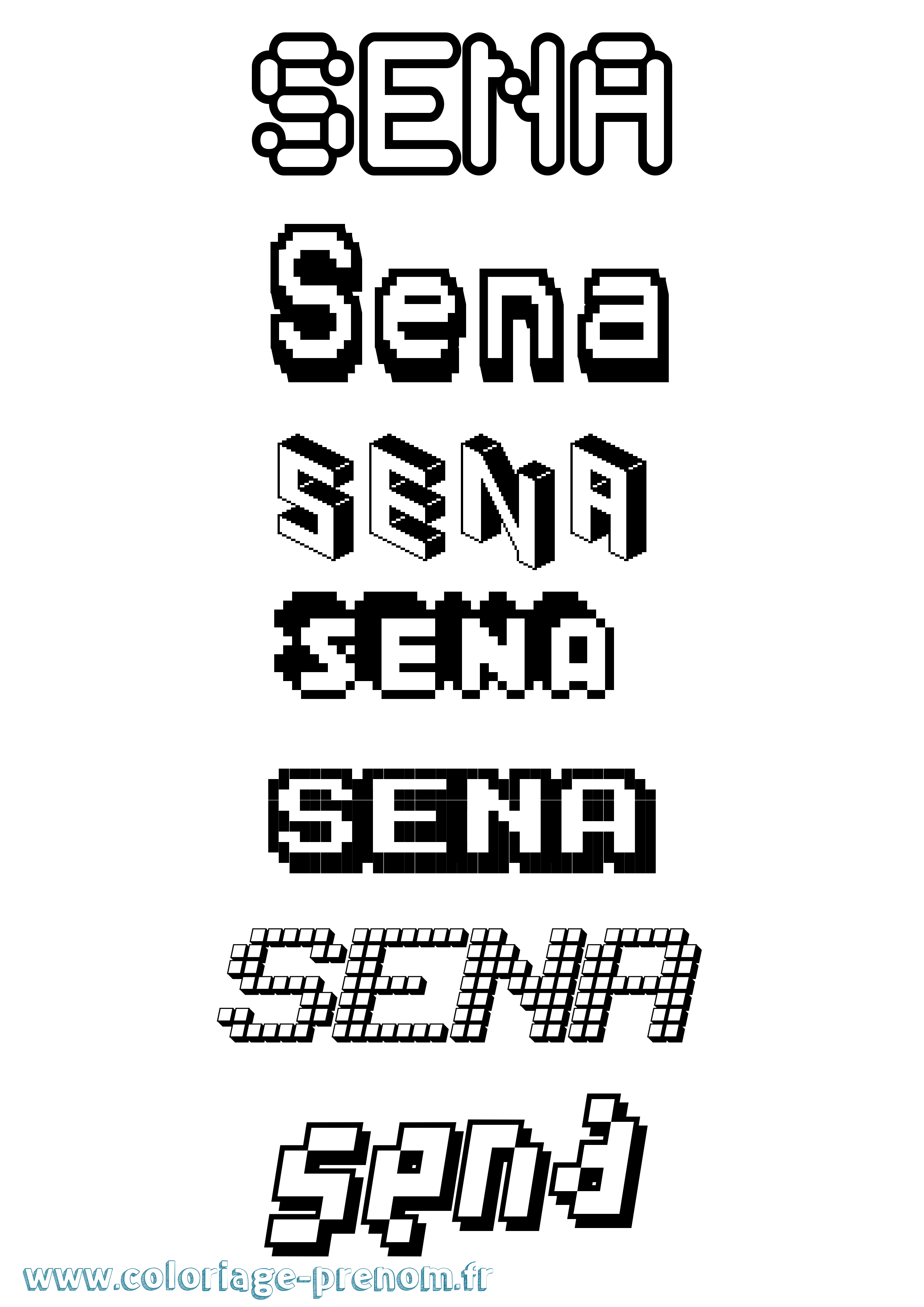 Coloriage Sena Pixel Coloriage prénom Sena Pixel