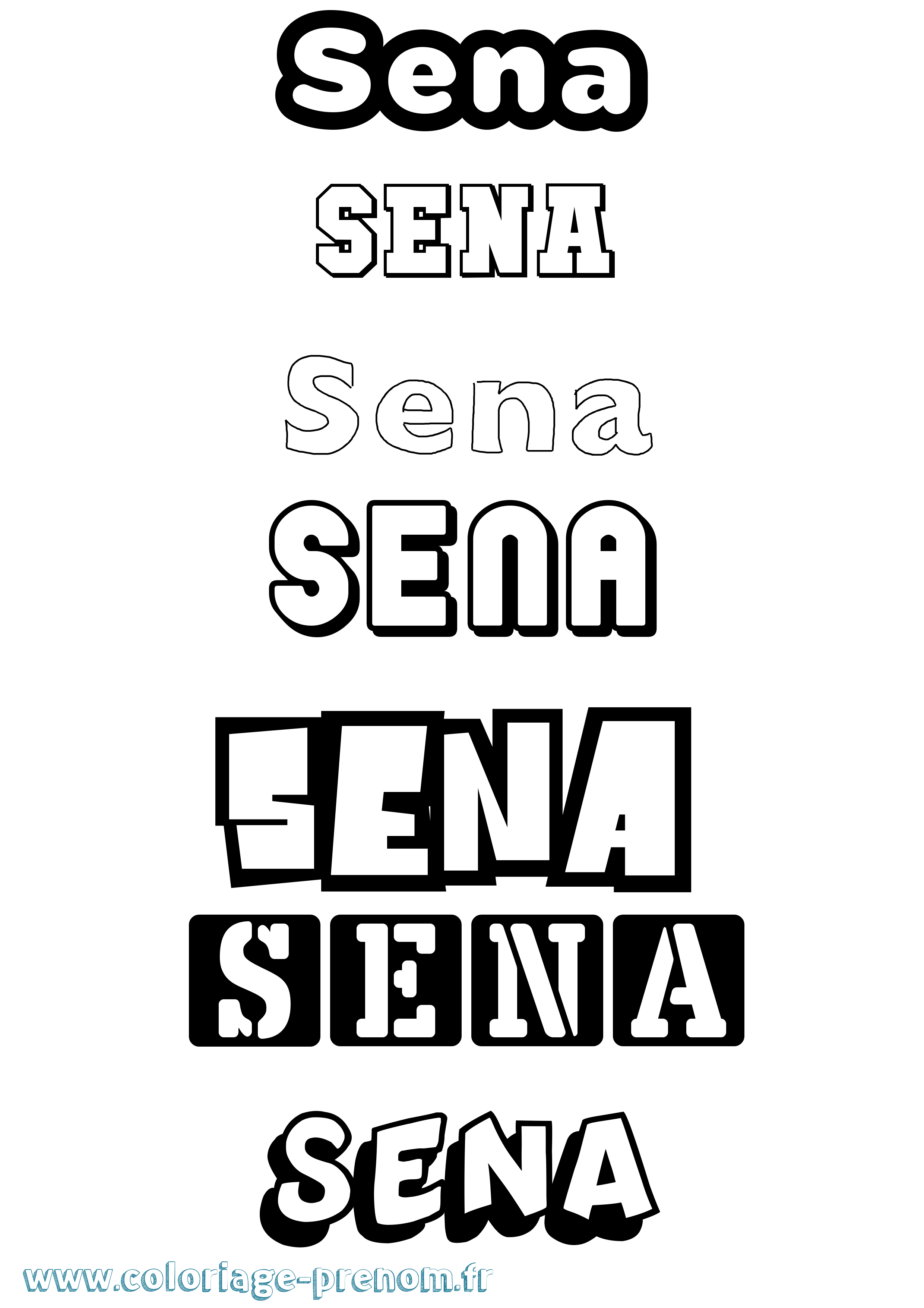 Coloriage Sena Simple Coloriage prénom Sena Simple