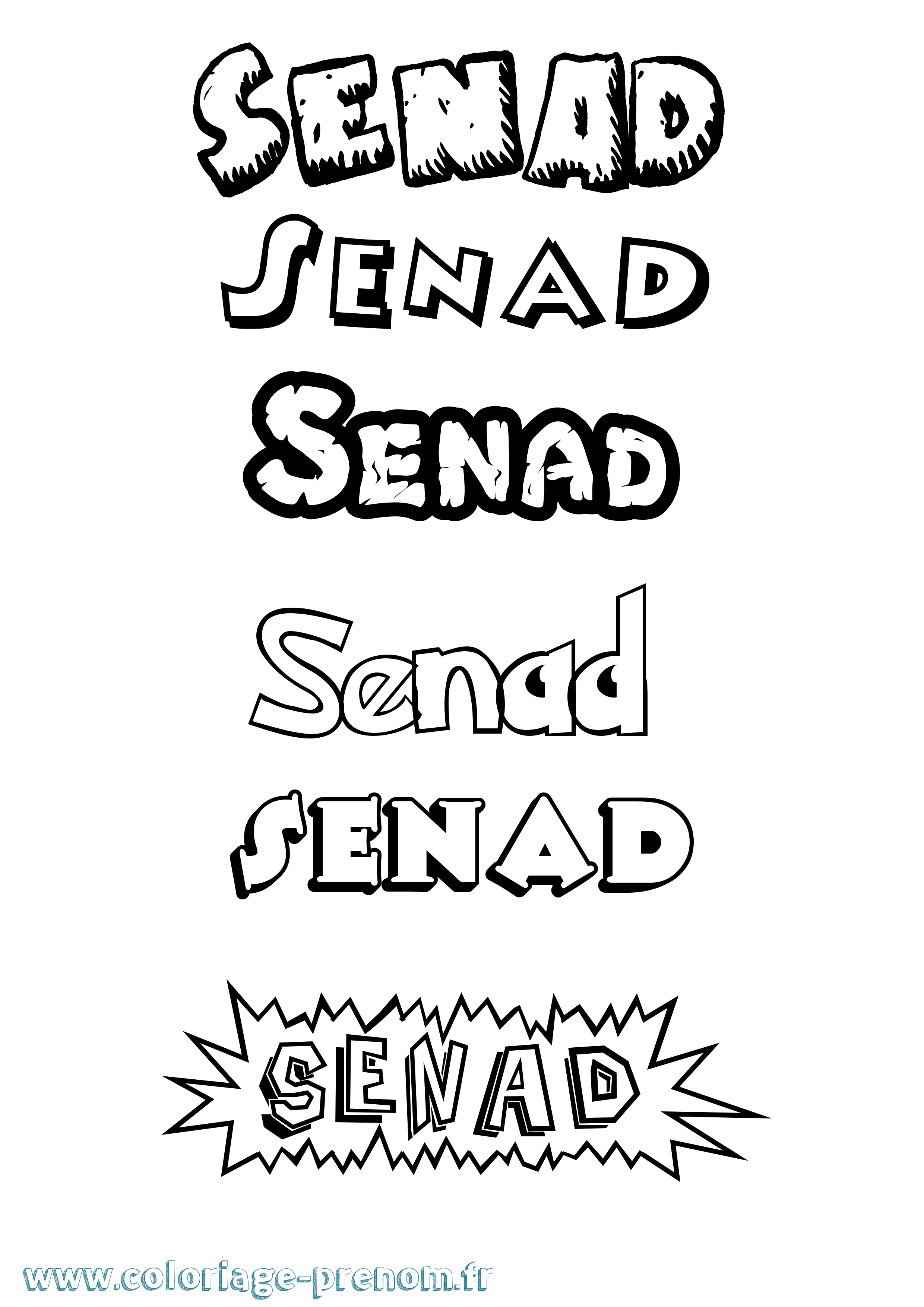 Coloriage Senad Dessin Animé Coloriage prénom Senad Dessin Animé