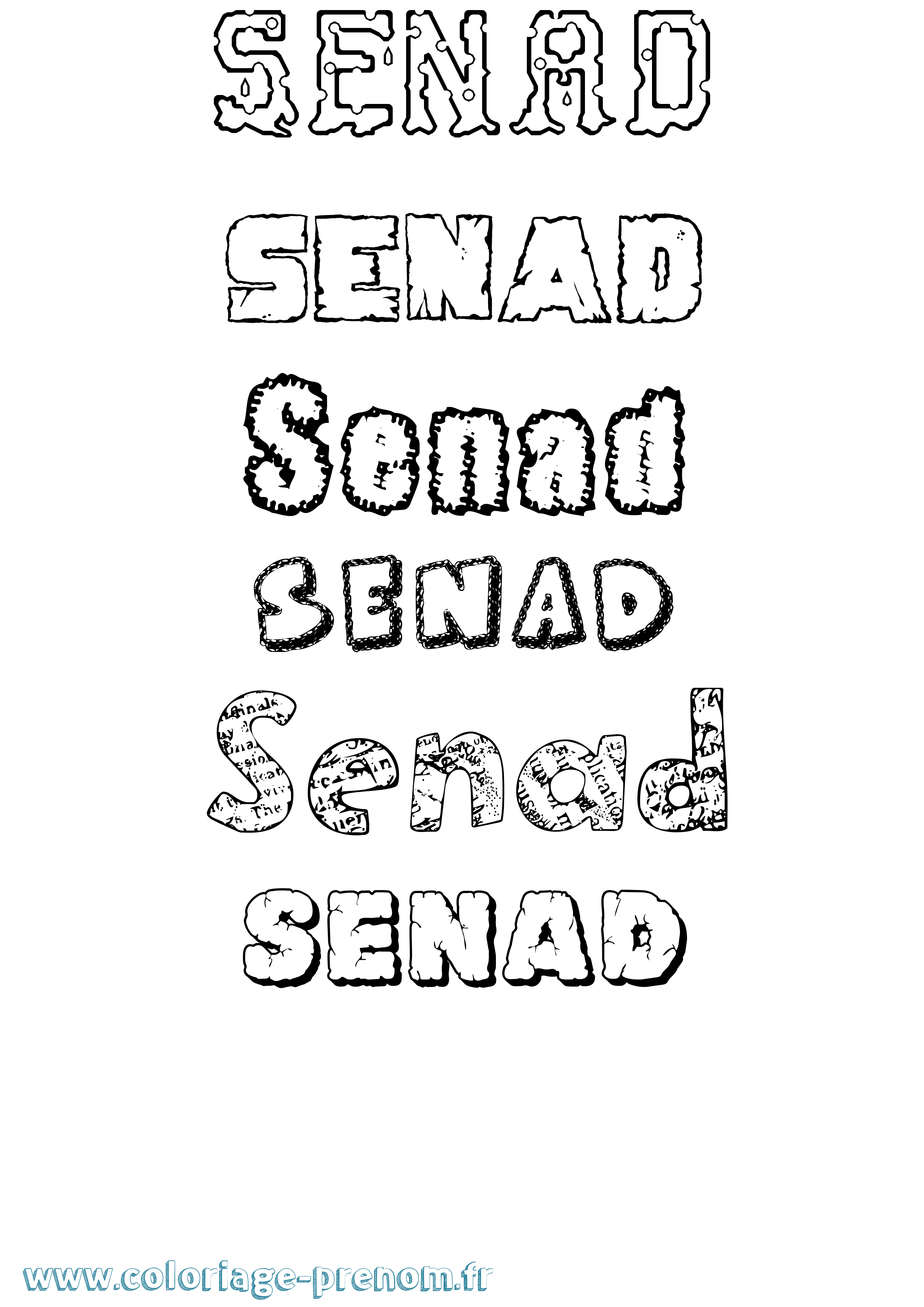 Coloriage Senad Destructuré Coloriage prénom Senad Destructuré