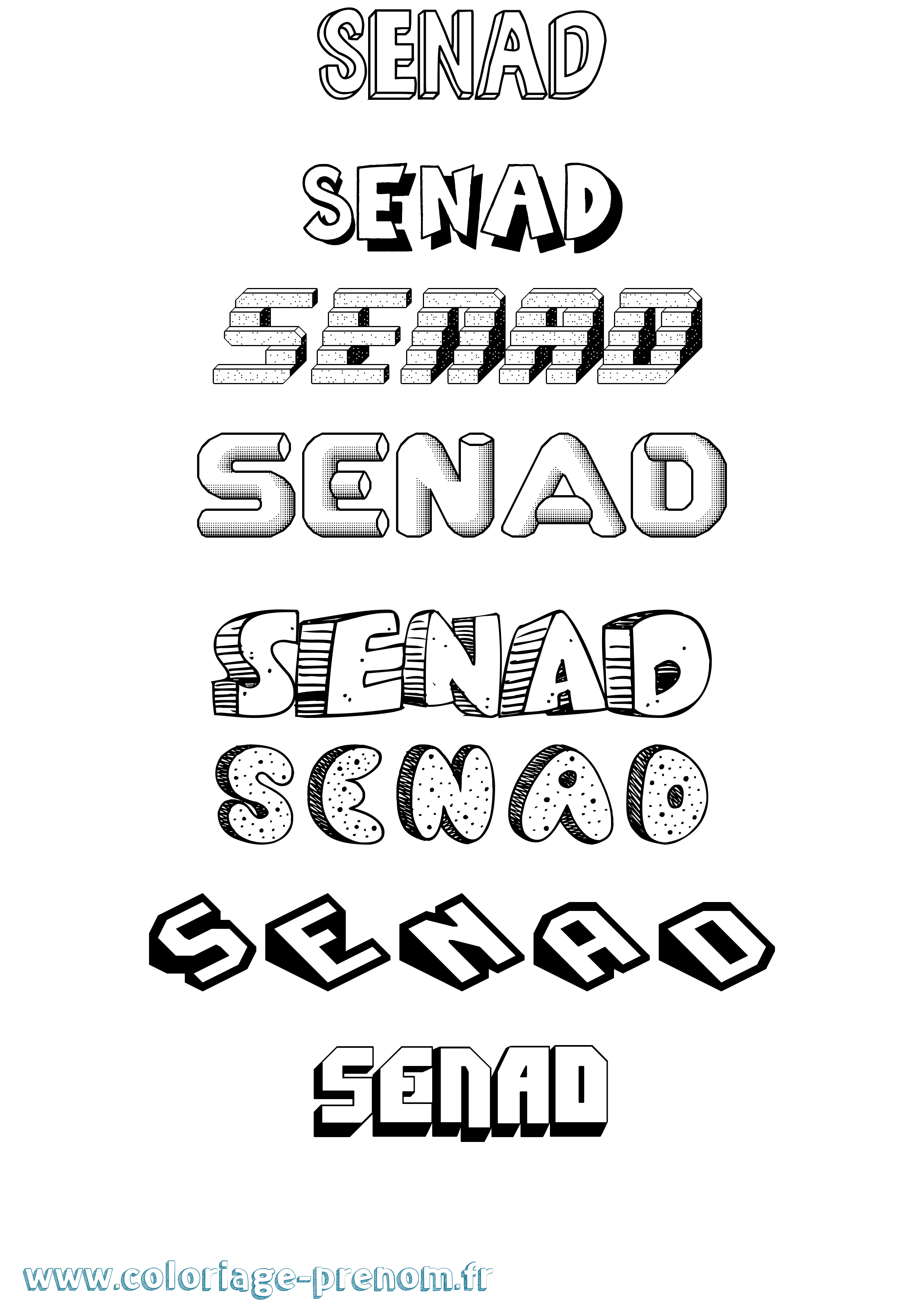 Coloriage Senad Effet 3D Coloriage prénom Senad Effet 3D