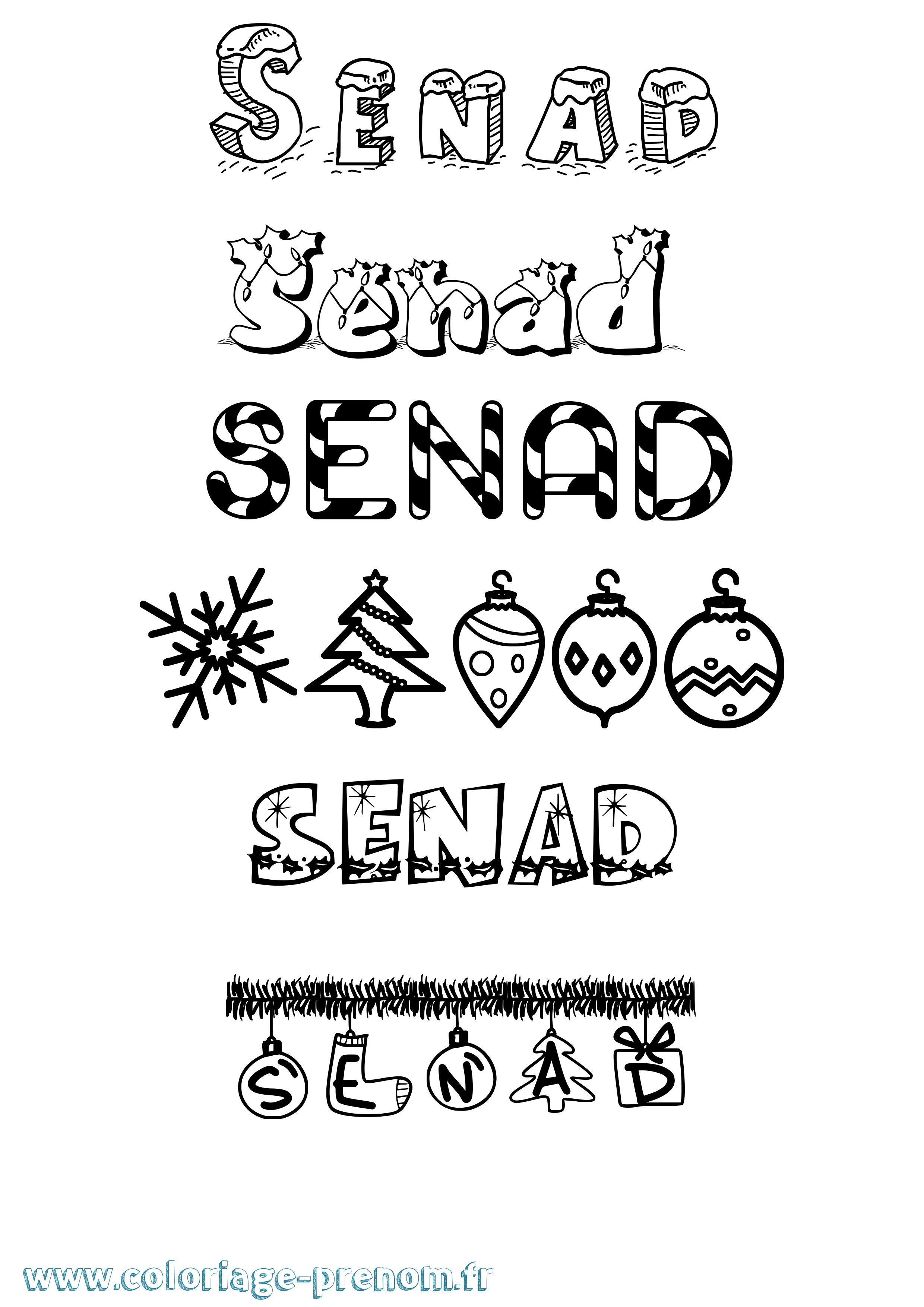 Coloriage Senad Noël Coloriage prénom Senad Noël