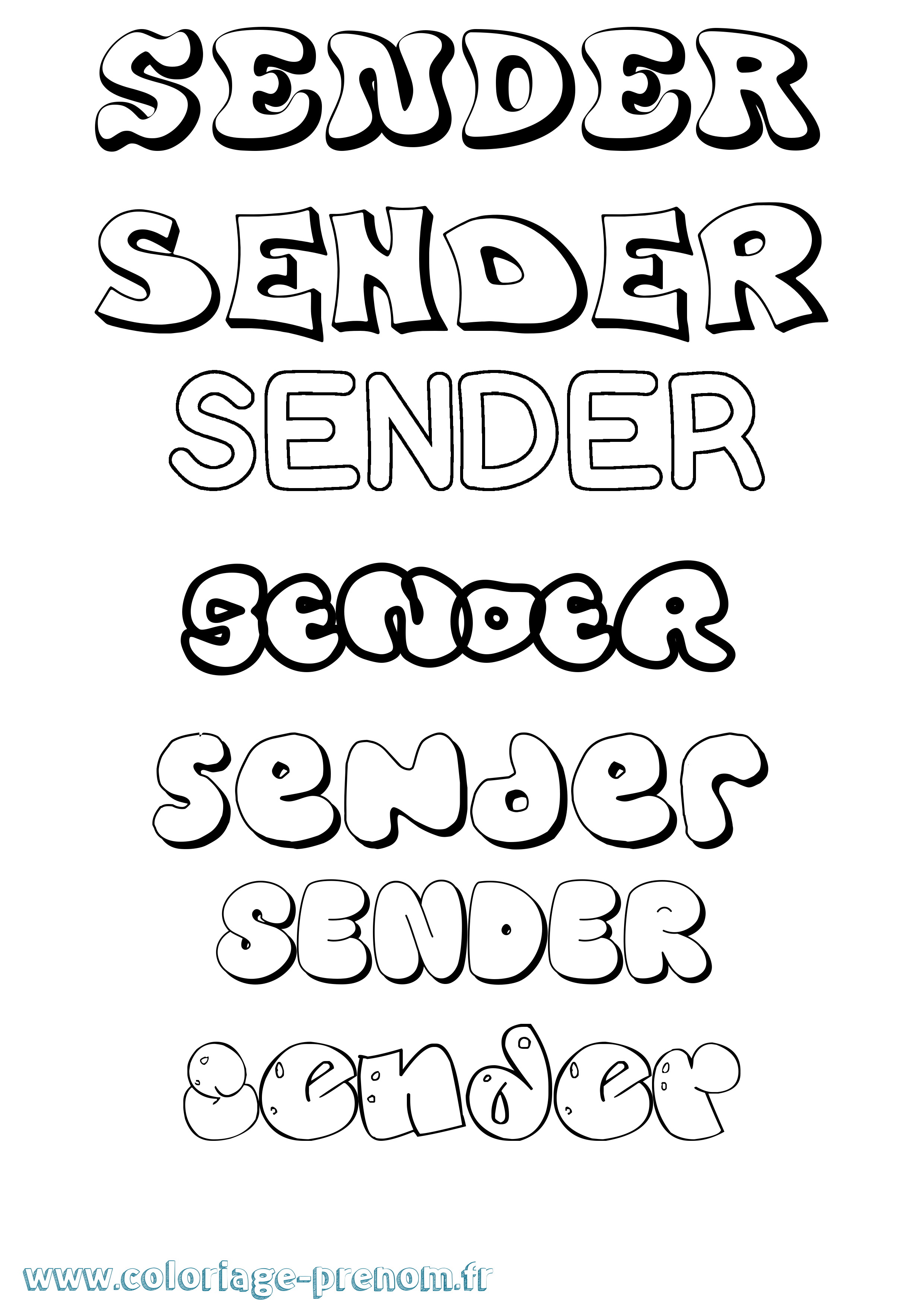 Coloriage Sender Bubble Coloriage prénom Sender Bubble