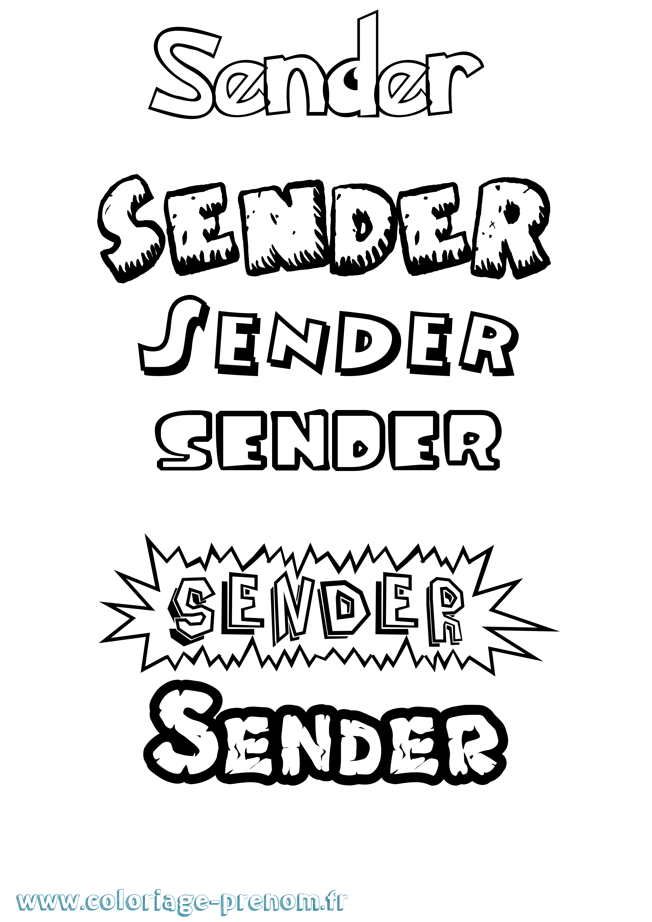 Coloriage Sender Dessin Animé Coloriage prénom Sender Dessin Animé