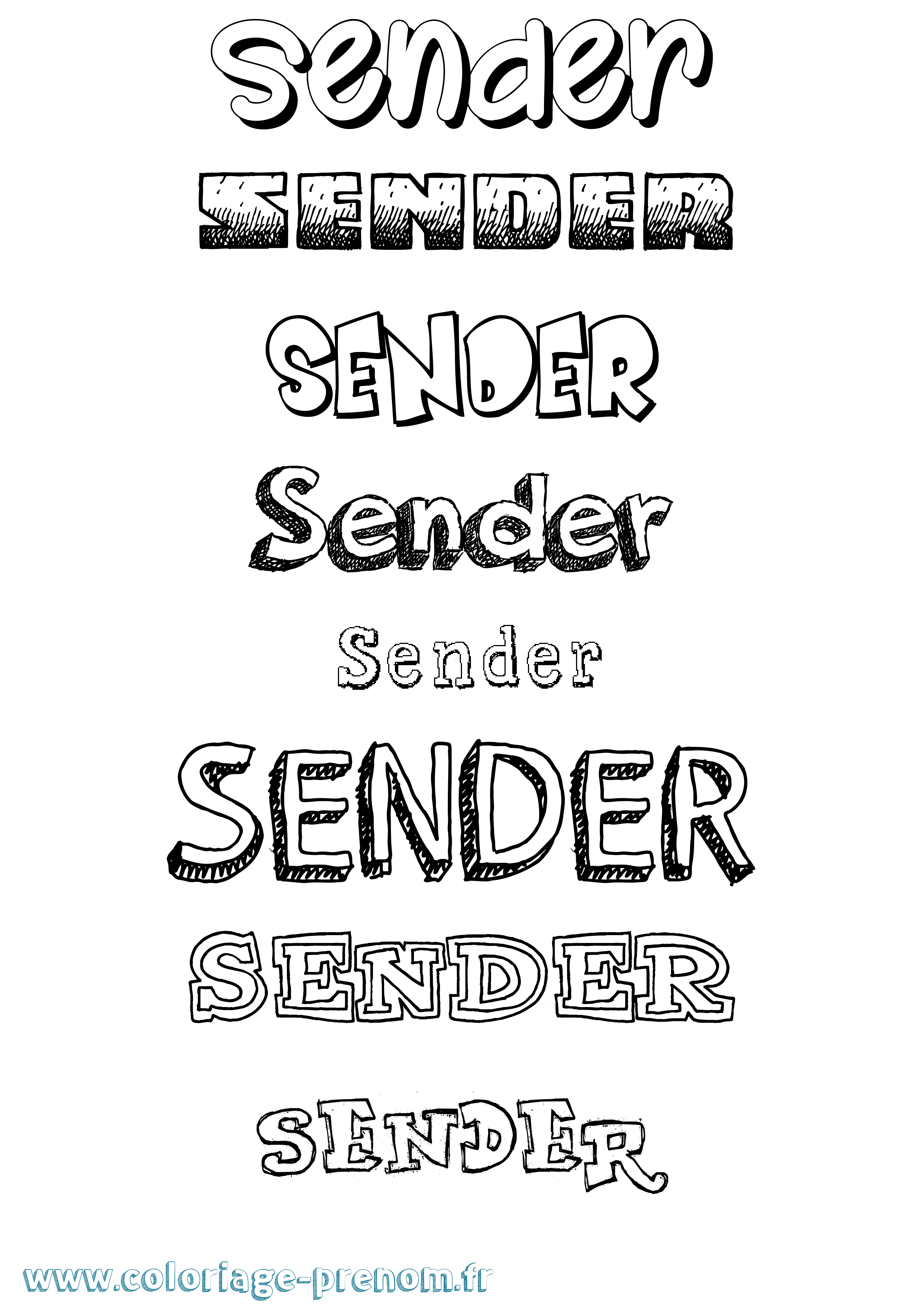 Coloriage Sender Dessiné Coloriage prénom Sender Dessiné